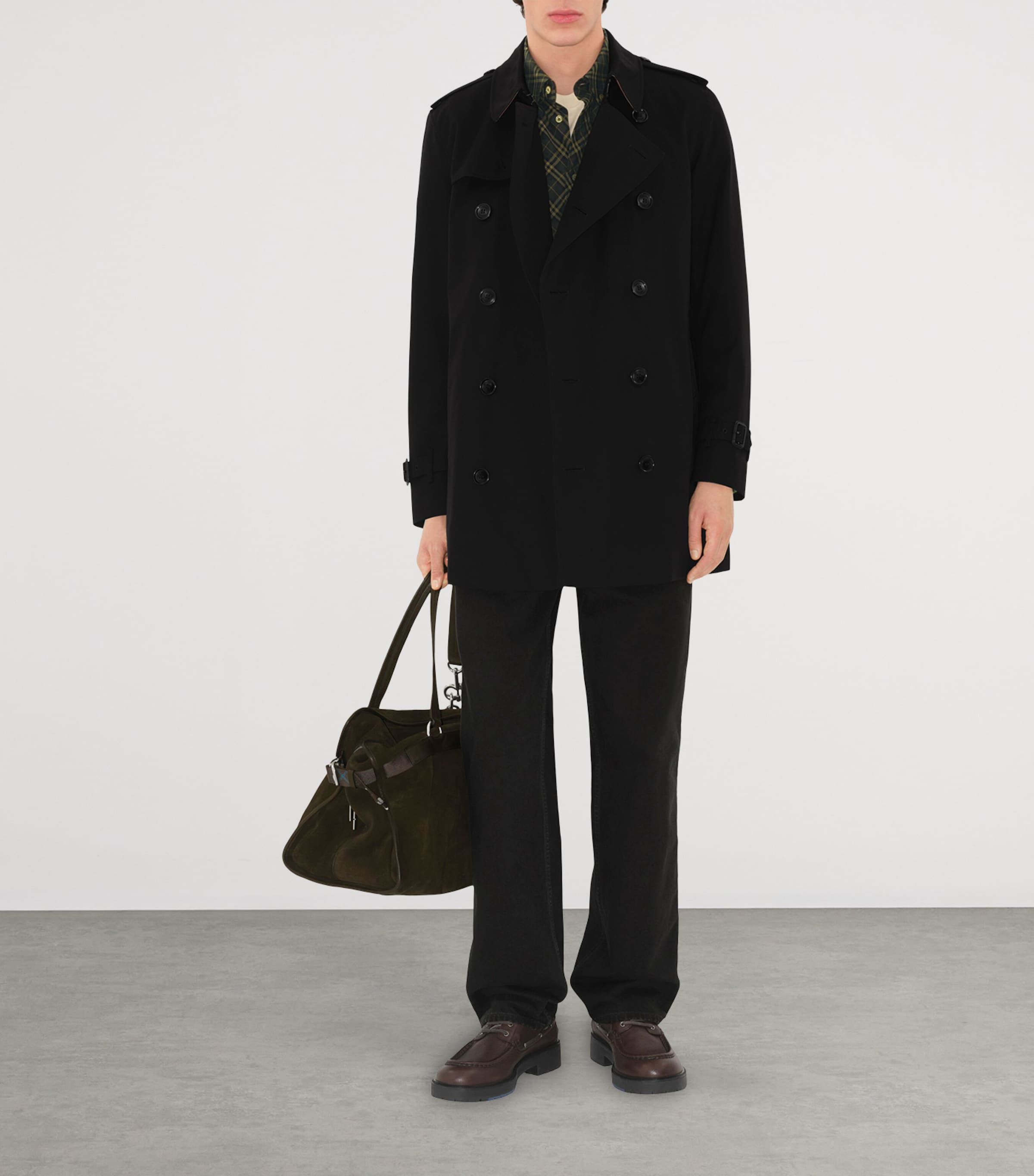 Cotton Kensington Short Trench Coat BLACK Image 2