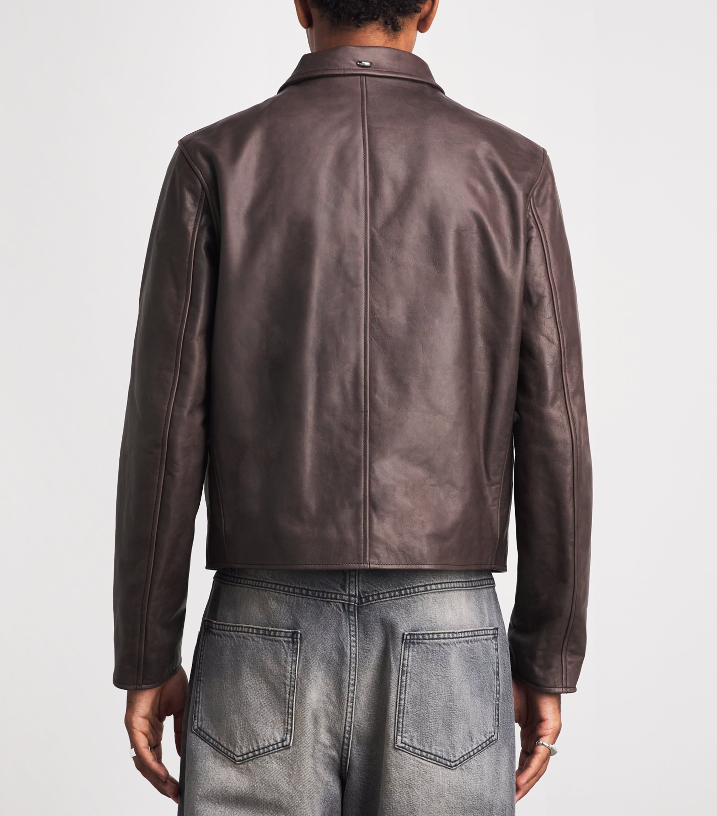 Our Legacy Mens Mini Leather Jacket Matted Brown Wxd Bvn Image 5