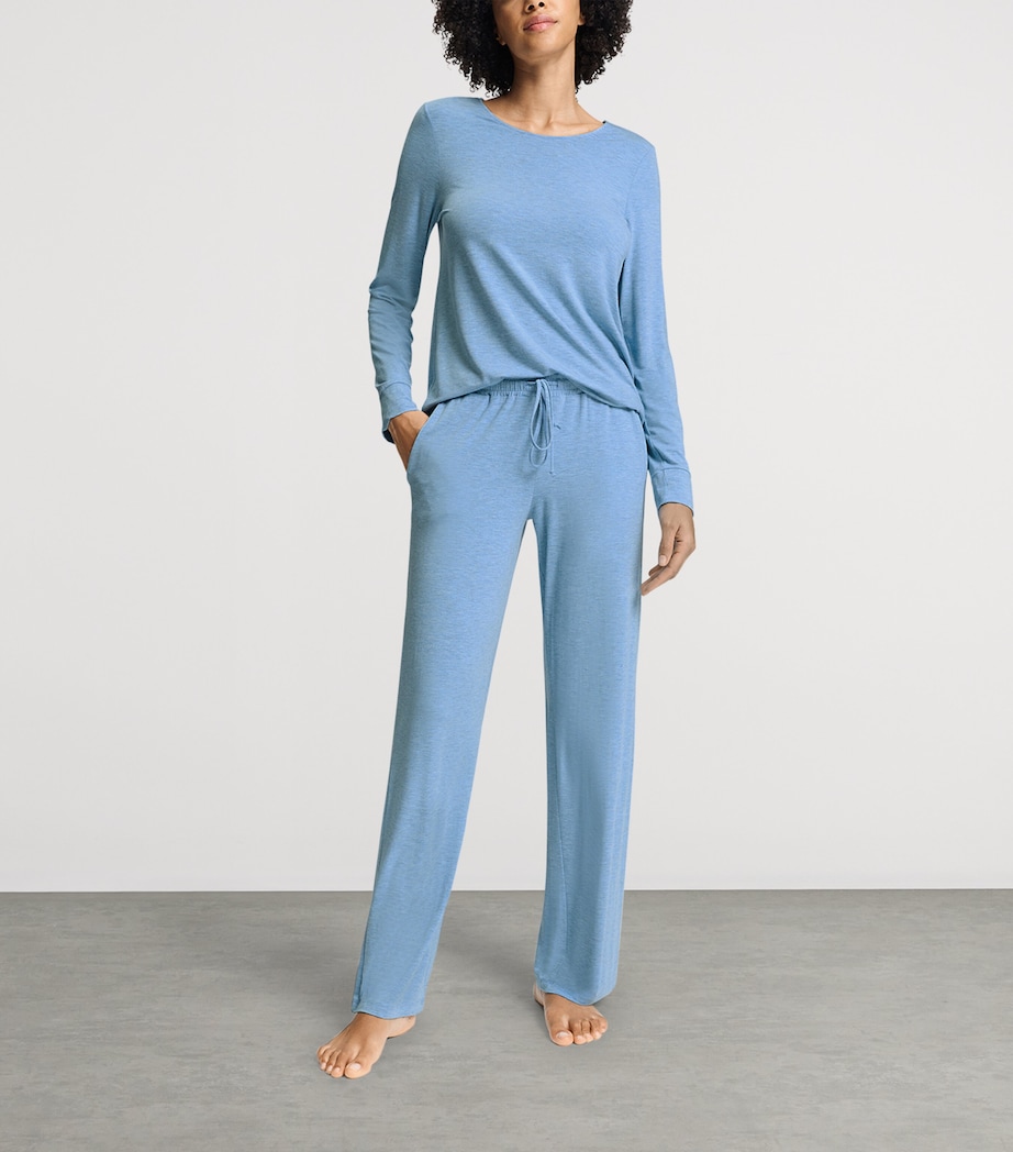 Hanro Womens Natural Elegance Trousers Bluebird Melange Image 2