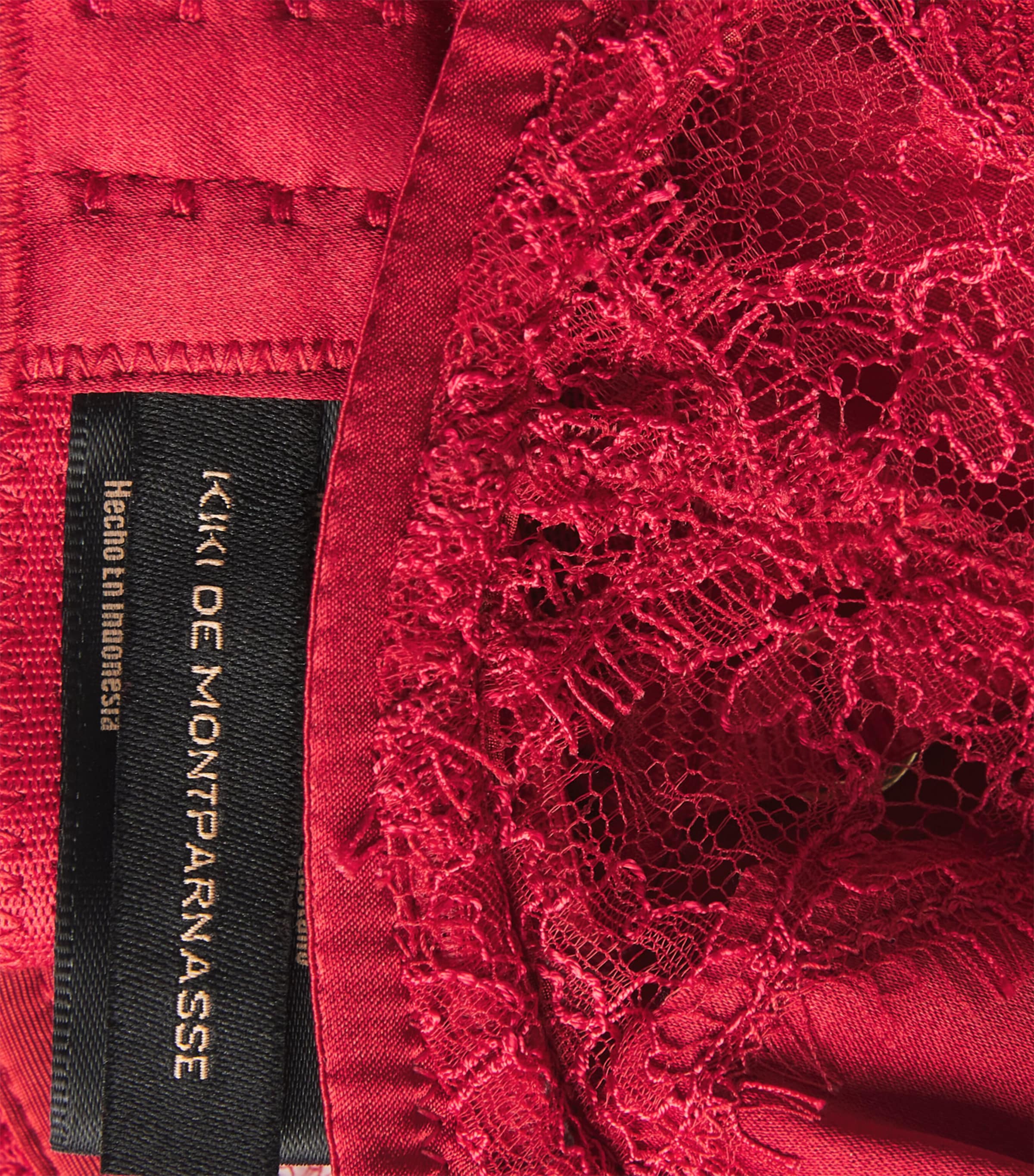 Kiki de Montparnasse Womens Stretch-Silk Lace-Insert Balconette Bra Red On Red Image 4