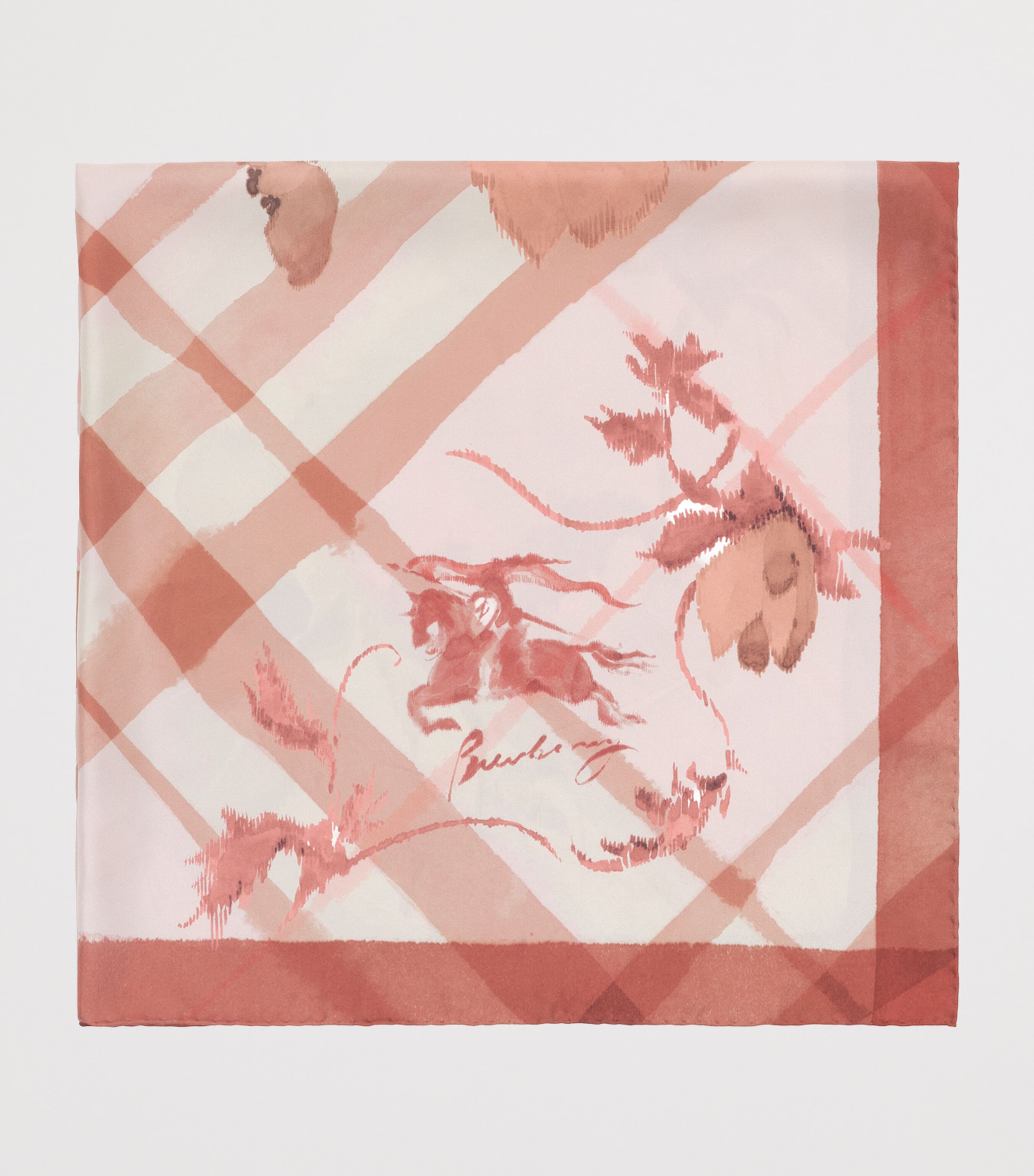Burberry Silk Watercolour Check Scarf Quartz Pink Image 2