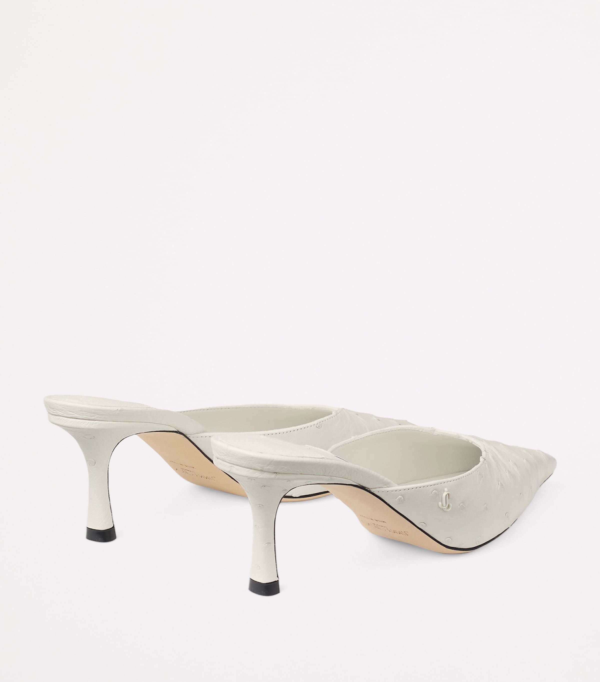 Ostrich Leather Vivi 65 Mules LATTE Image 5