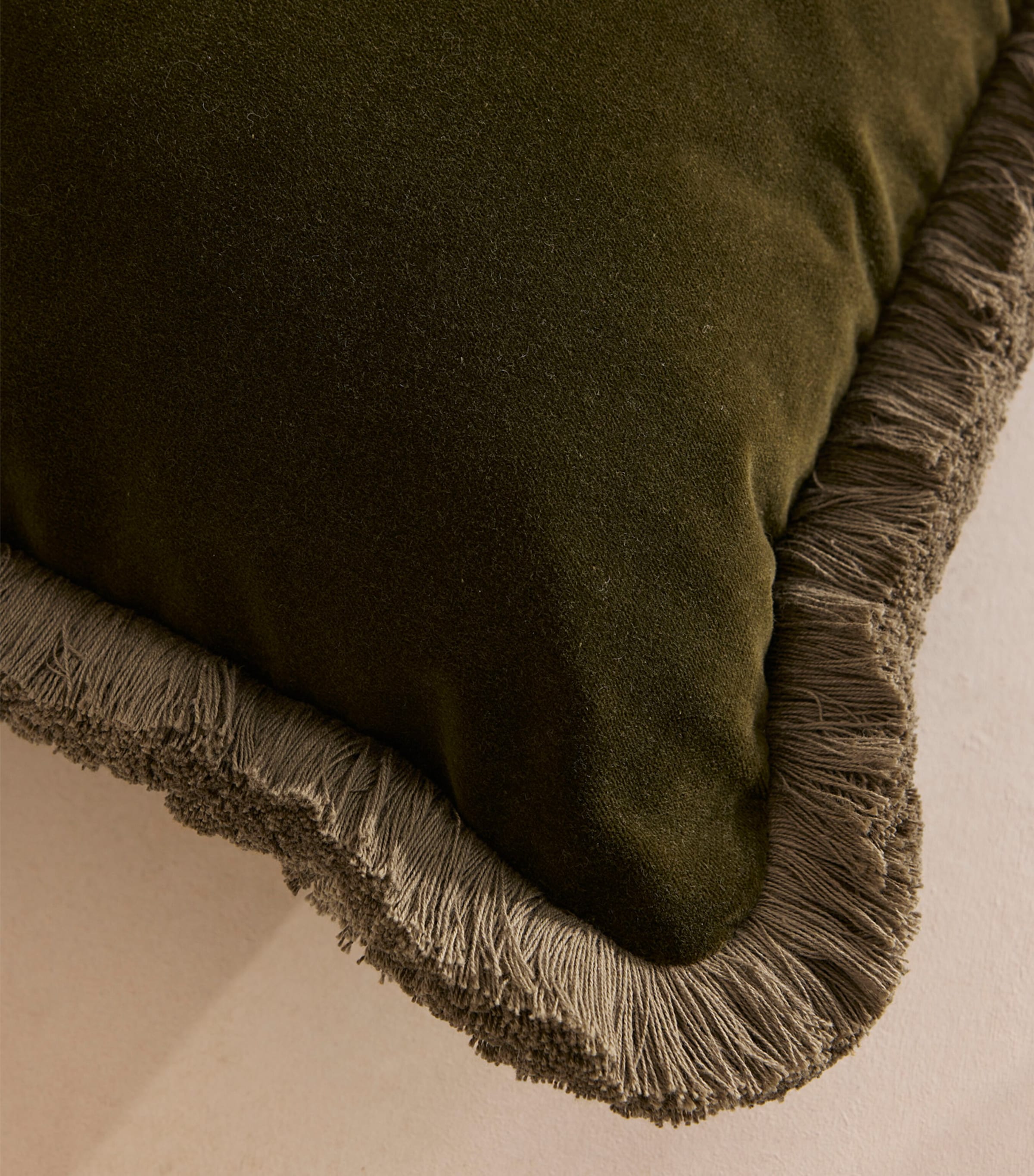 Velvet Margeaux Cushion (50cm x 50cm) OLIVE Image 4