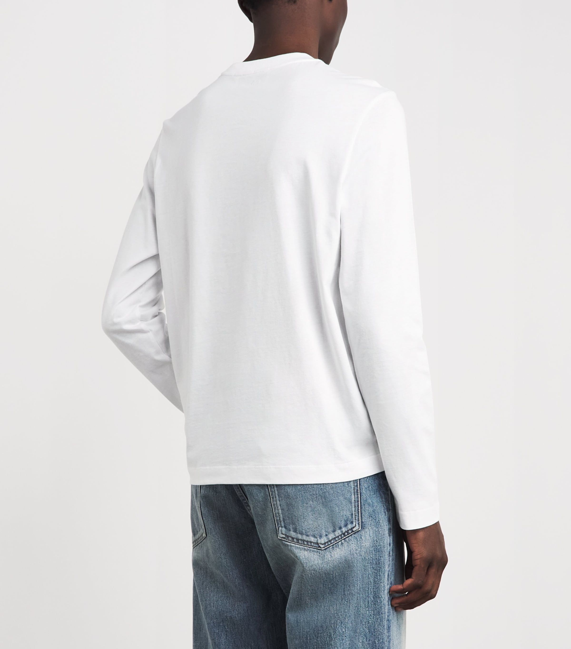 AMI Paris Mens Cotton Long-Sleeve Ami de Coeur T-Shirt Blanc Image 5
