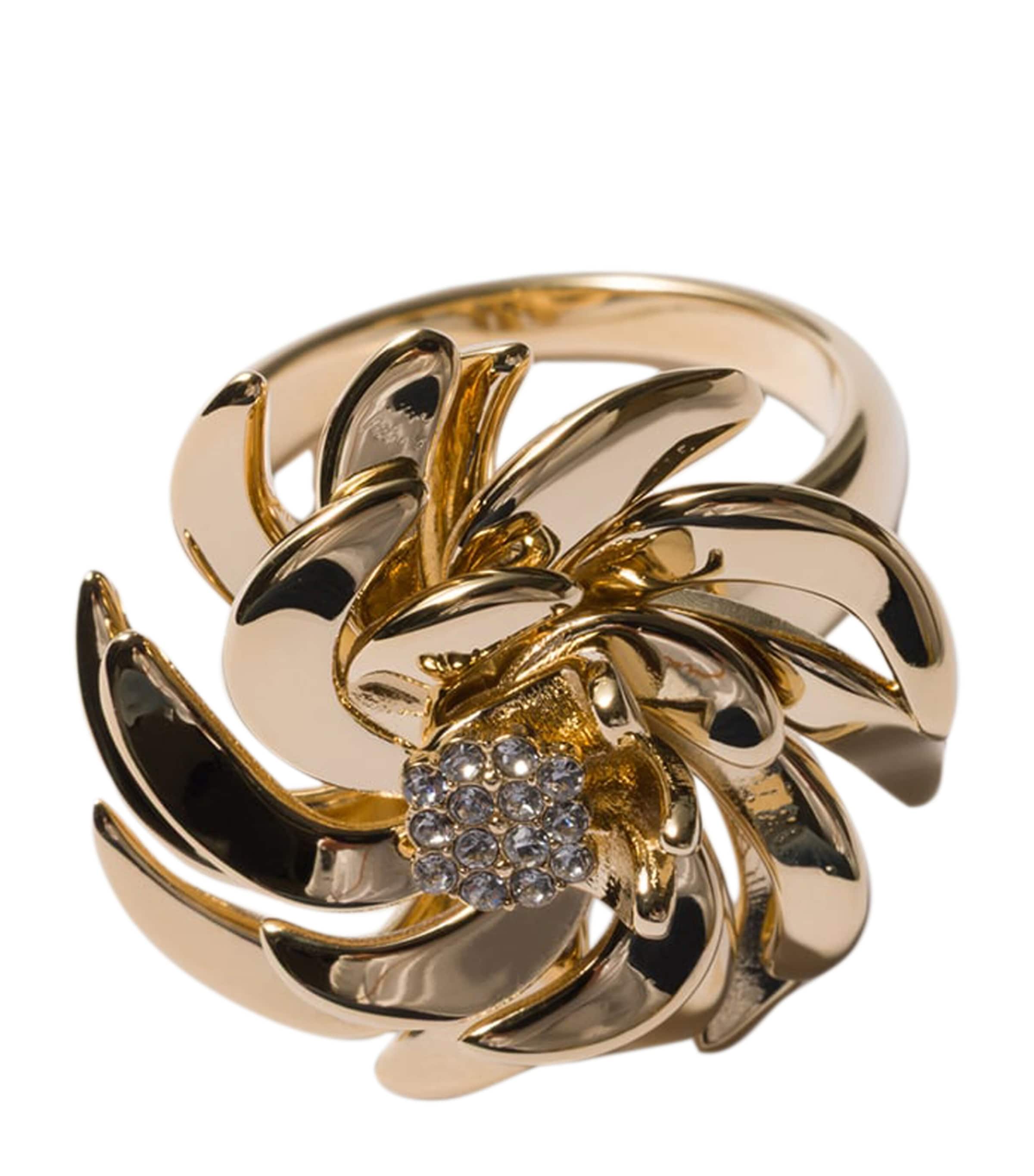 Crystal-Embellished Floral Ring F05F8 Image 1