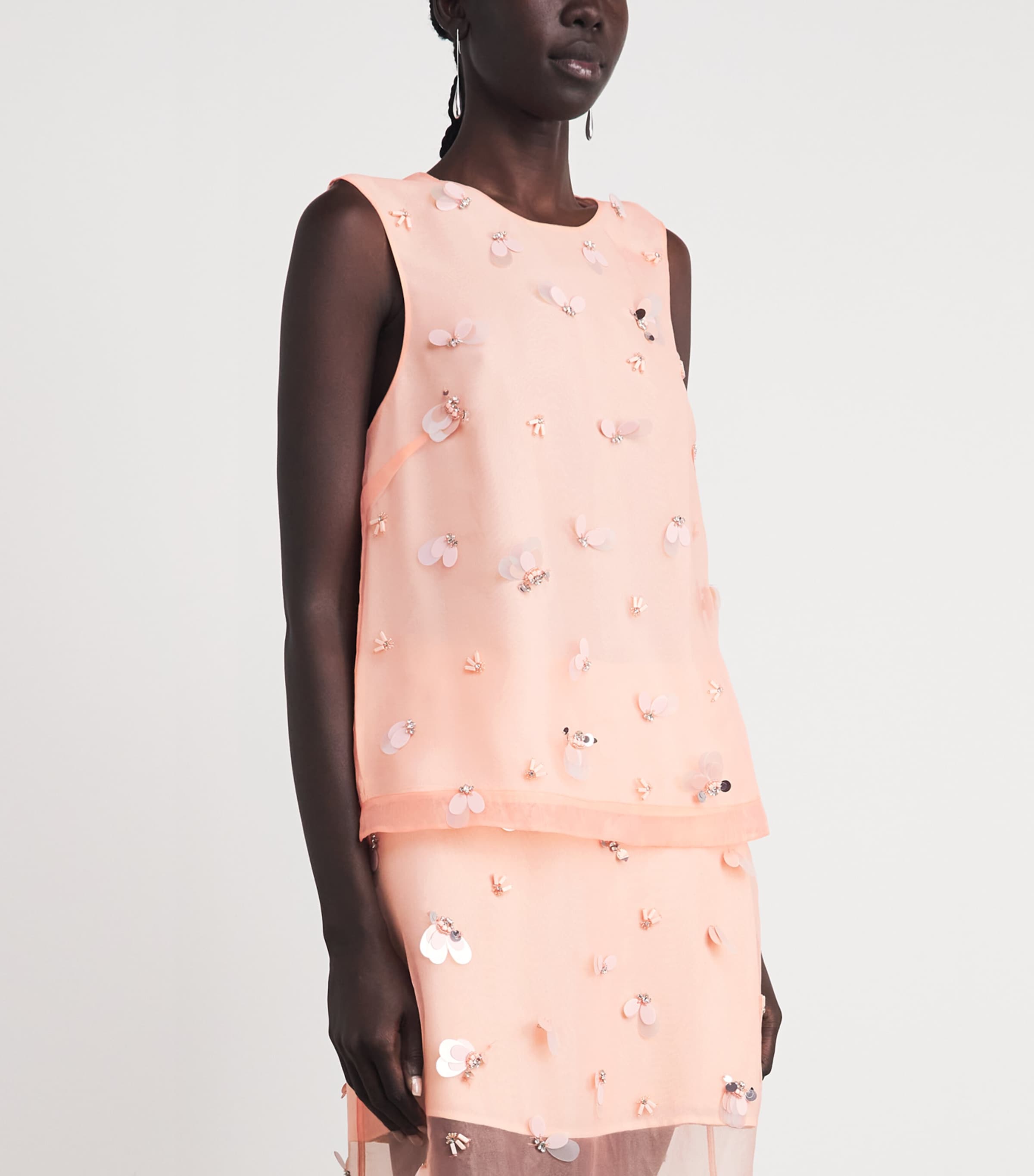 Simkhai Womens Embellished Organza Celia Top Bubblegum Image 4
