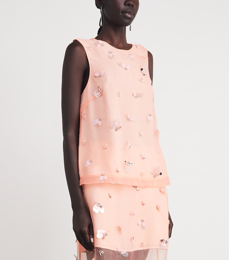 Simkhai Womens Embellished Organza Celia Top Bubblegum Image 4