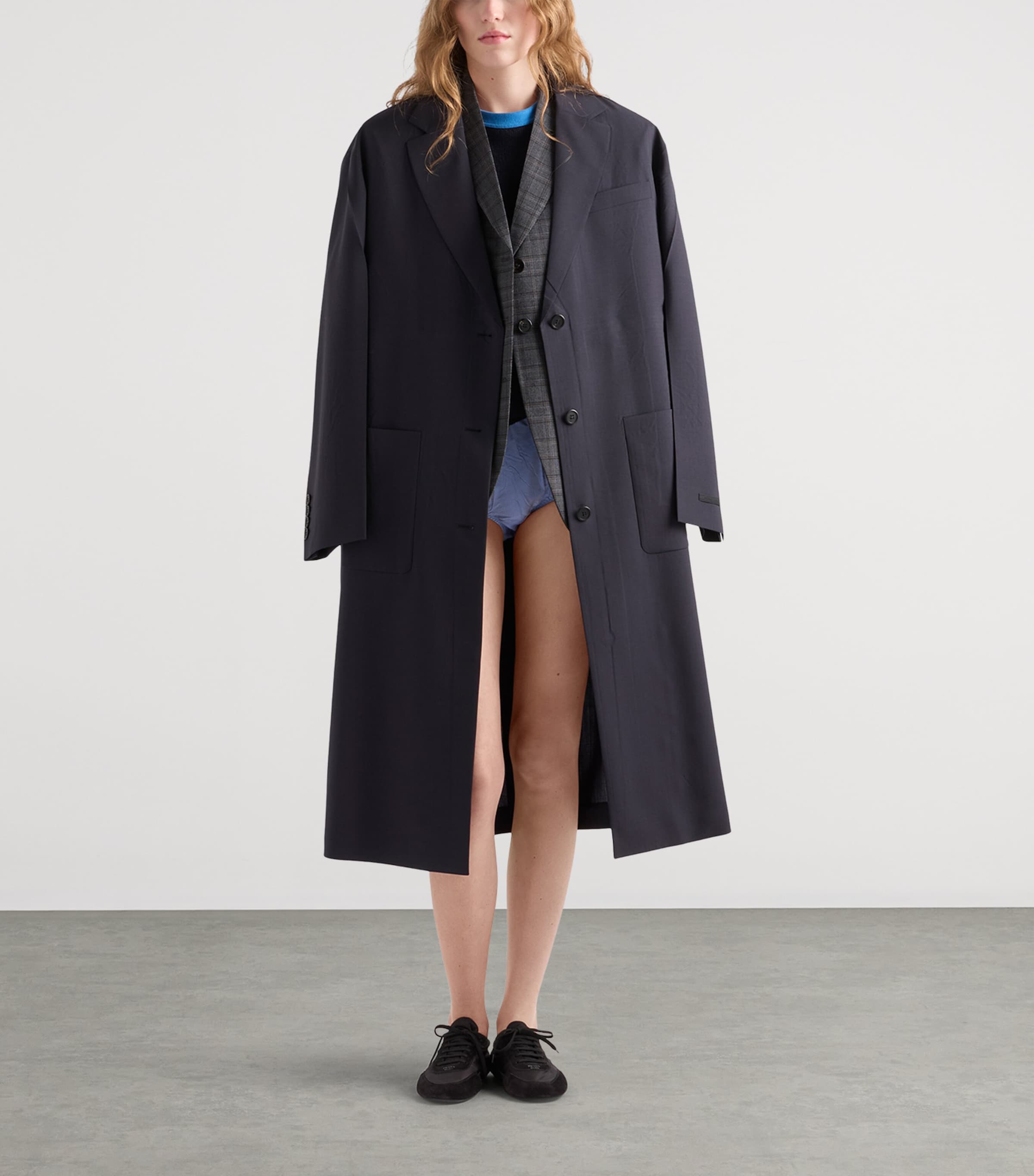 Prada Womens Virgin Wool Trench Coat Image 2