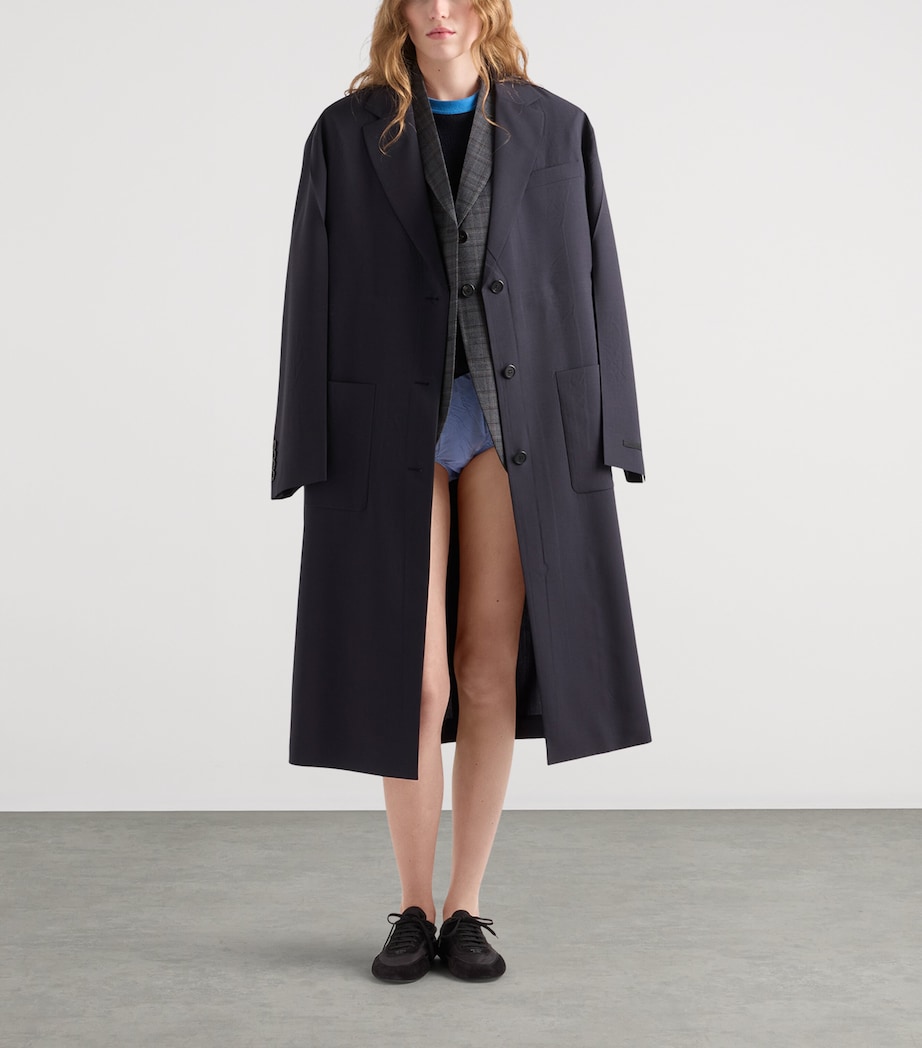 Prada Womens Virgin Wool Trench Coat Image 2