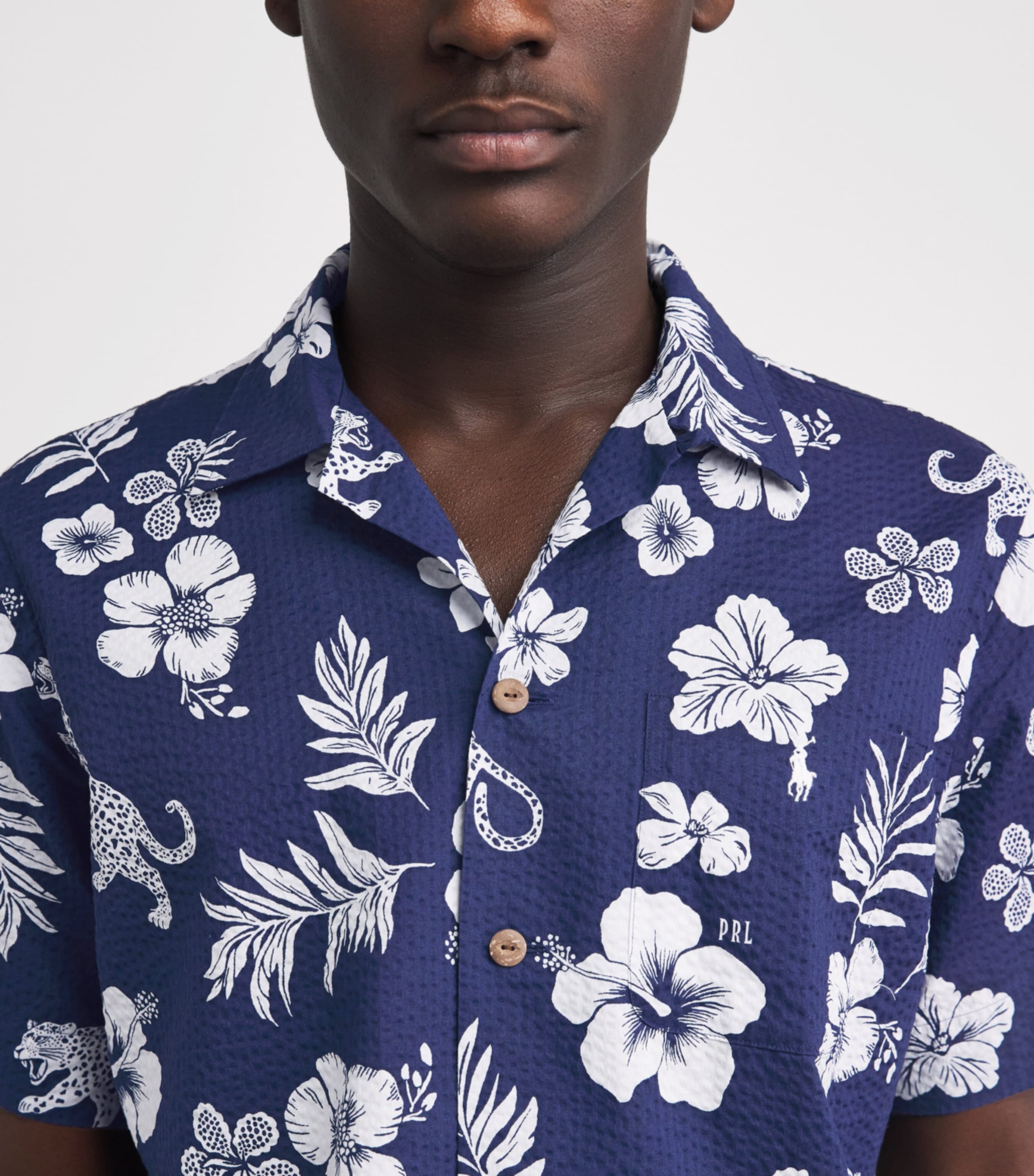 Polo Ralph Lauren Mens Cotton Seersucker Printed Shirt Jaguar Tropical Image 3