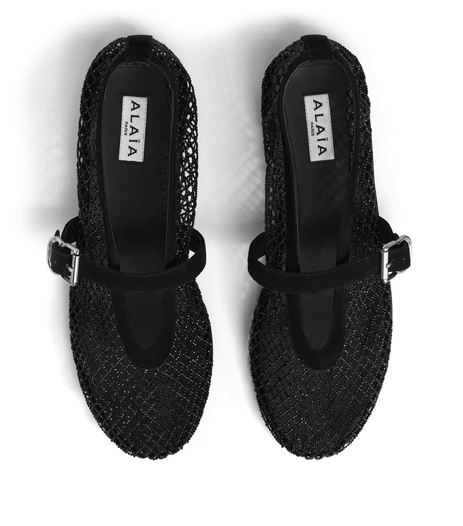 Beaded Mesh Ballet Flats NOIR Image 2