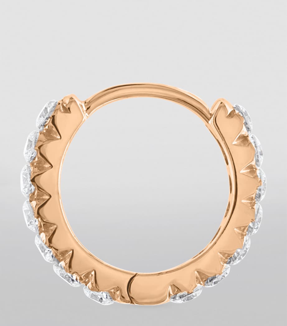 Gold Invisible Set Diamond Eternity Hoop Earring (8mm) ROSE GOLD Image 4