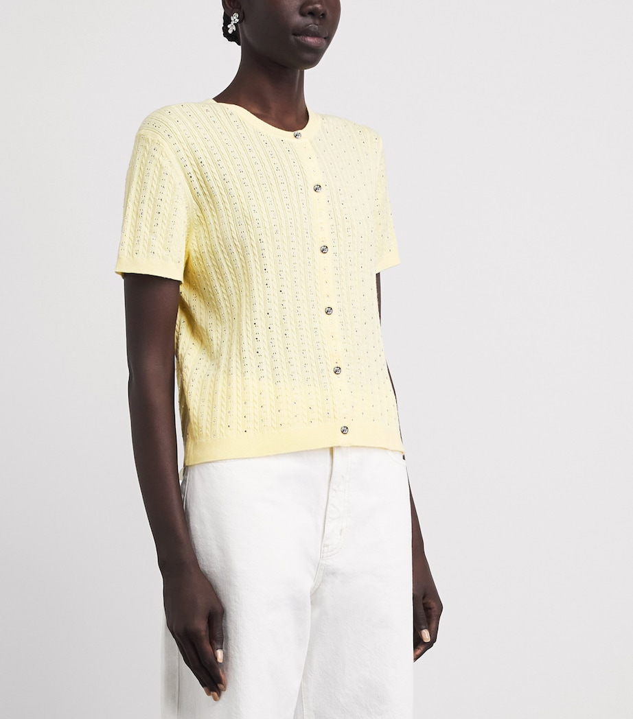 Maje Womens Cotton-Blend Embellished Cardigan Yellow Image 4