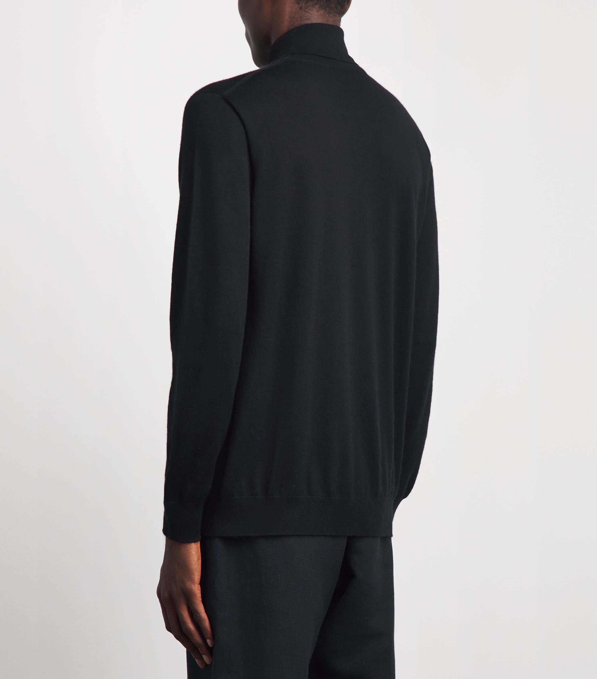 Johnstons Of Elgin Mens Superfine Cashmere Rollneck Sweater Black Image 5
