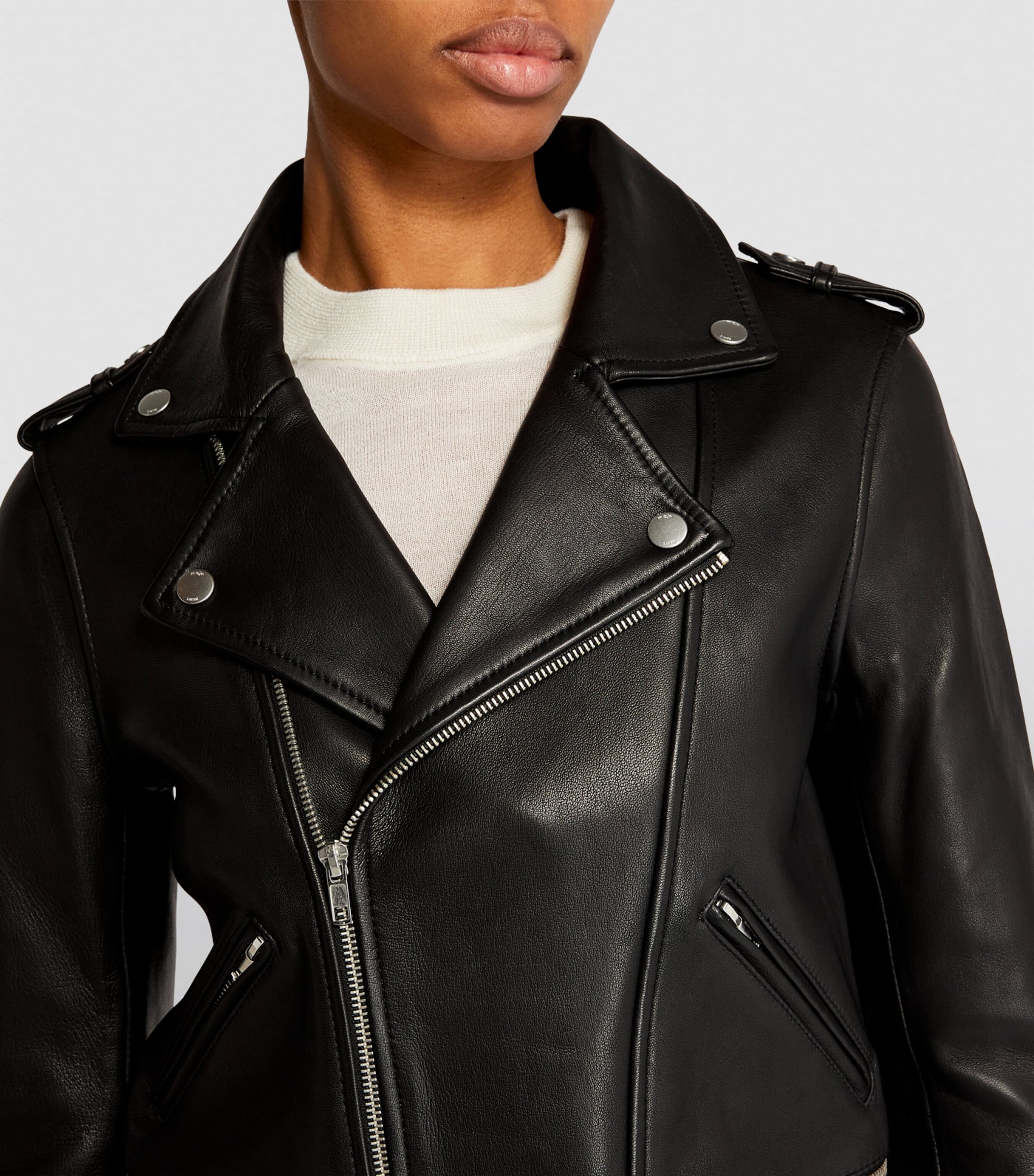 Leather Biker Jacket BLACK Image 5