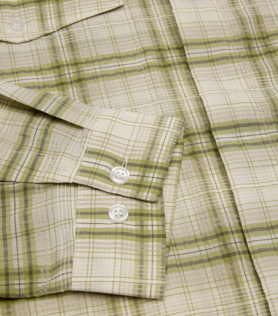 Semi-Sheer Check Shirt GREEN Image 2