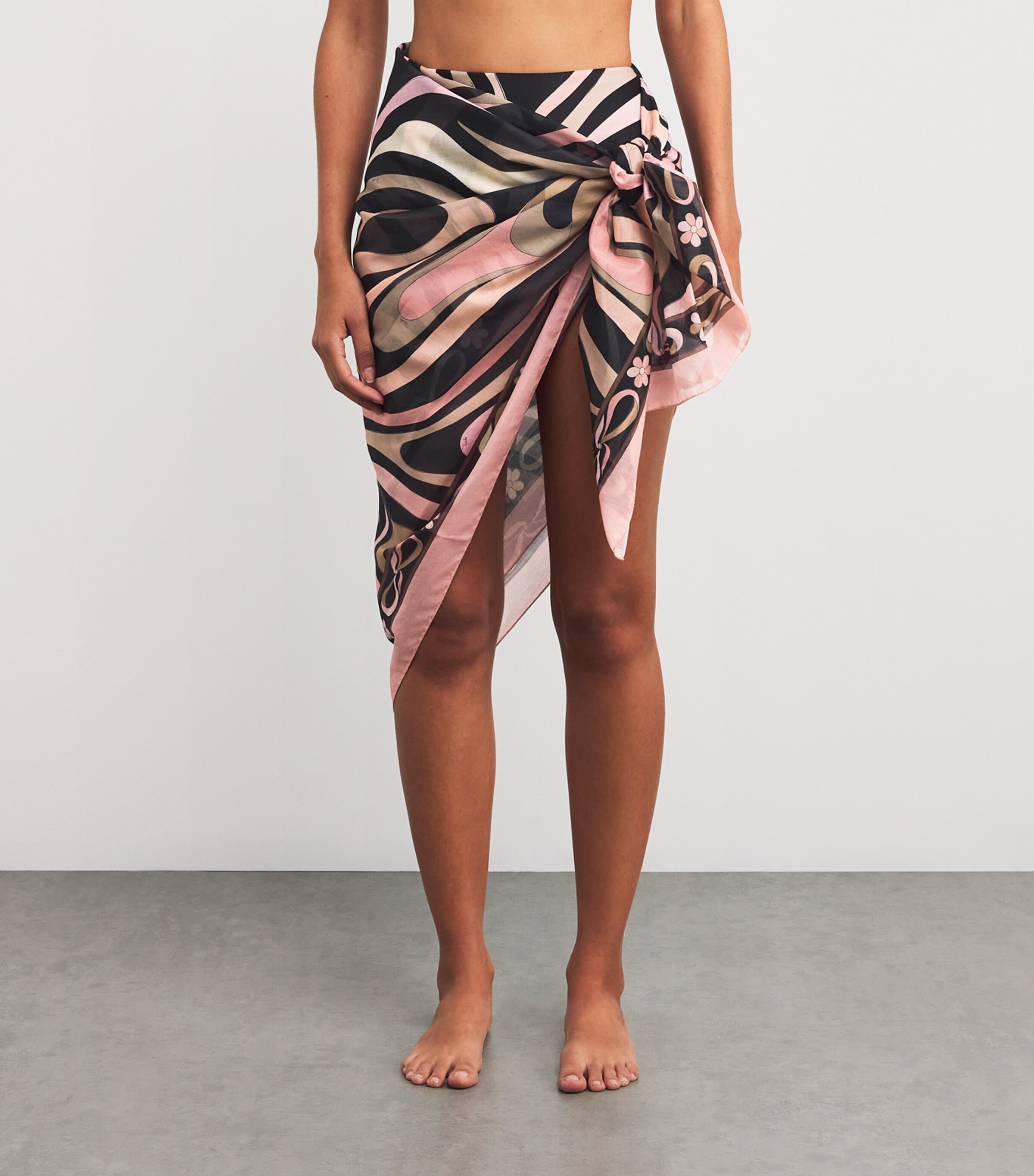 Cotton Marmo Print Sarong P22 NERO/NUDE Image 3