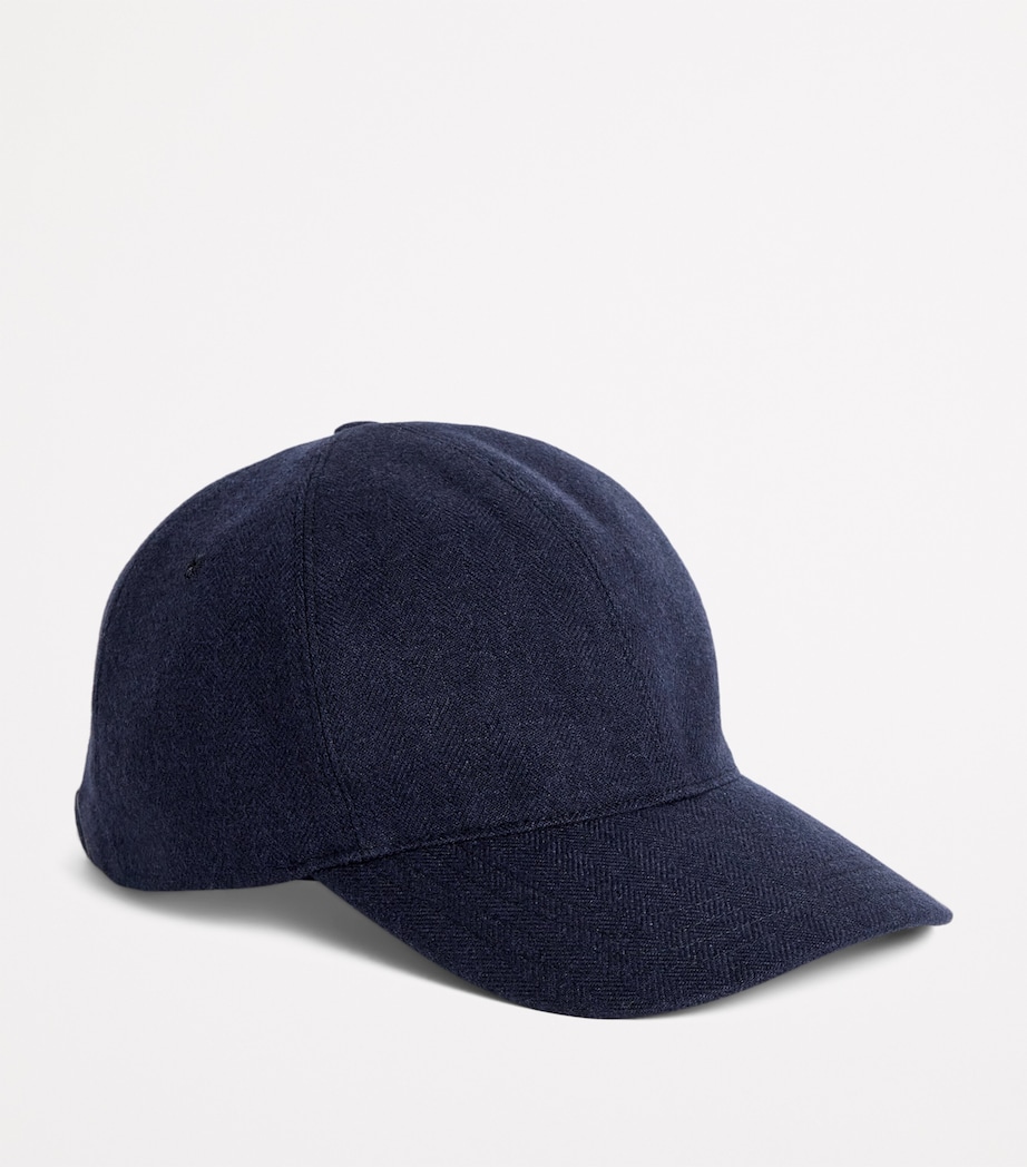 Ralph Lauren Purple Label Wool, Cashmere and Silk-Blend Mini Herringbone Cap Navy Image 2