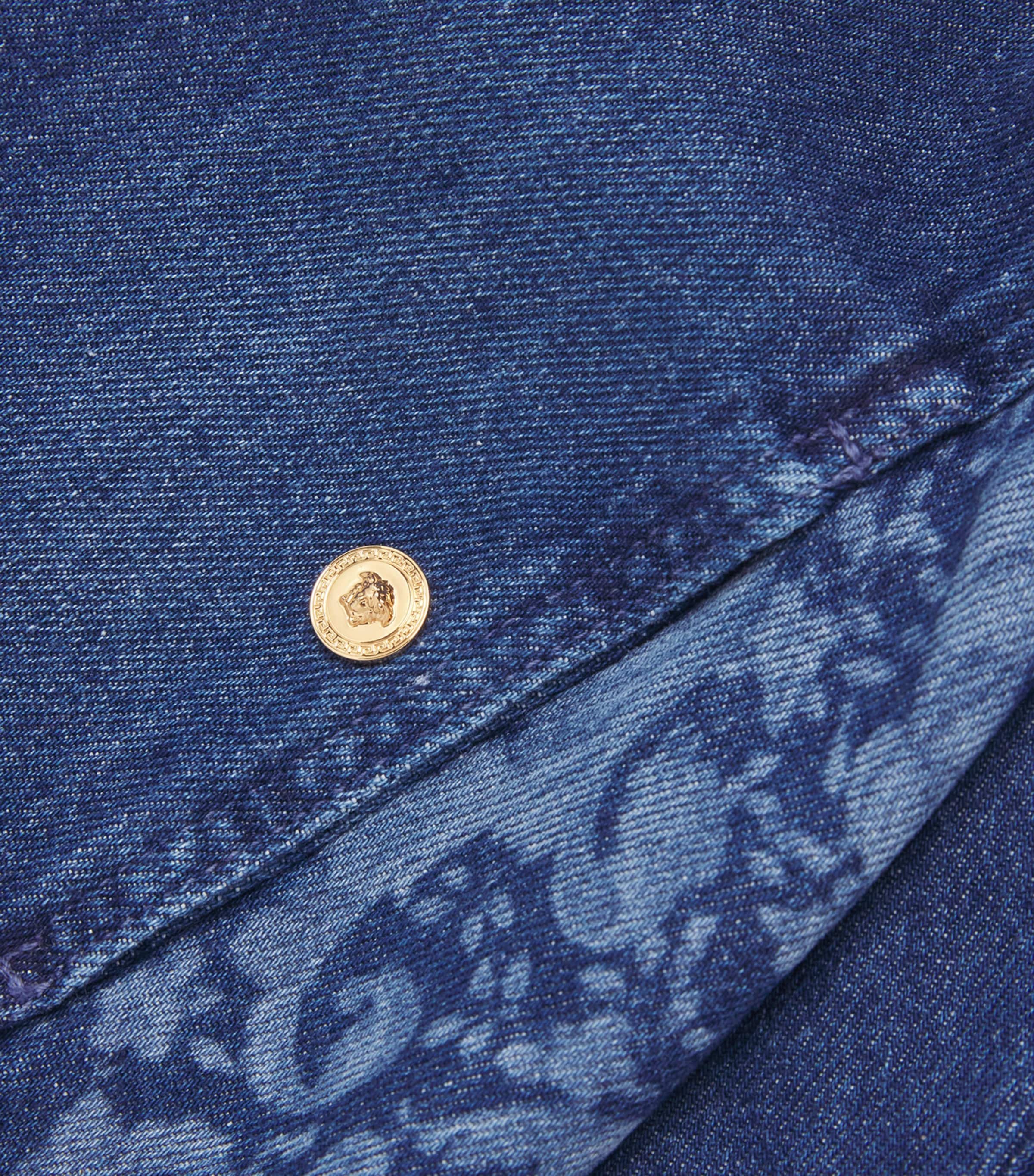 Versace Kids Denim Printed Dress (6-14 Years) Washd Med Blue Image 3