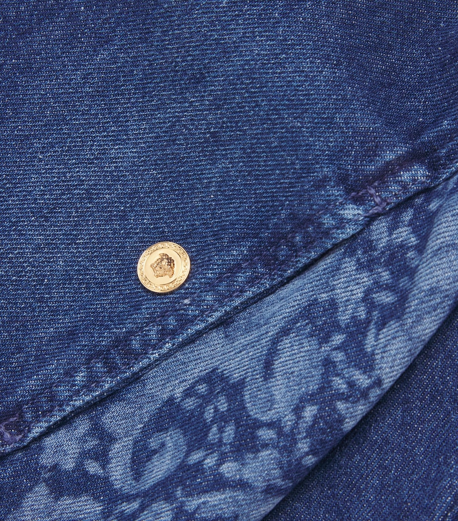 Versace Kids Denim Printed Dress (6-14 Years) Washd Med Blue Image 3