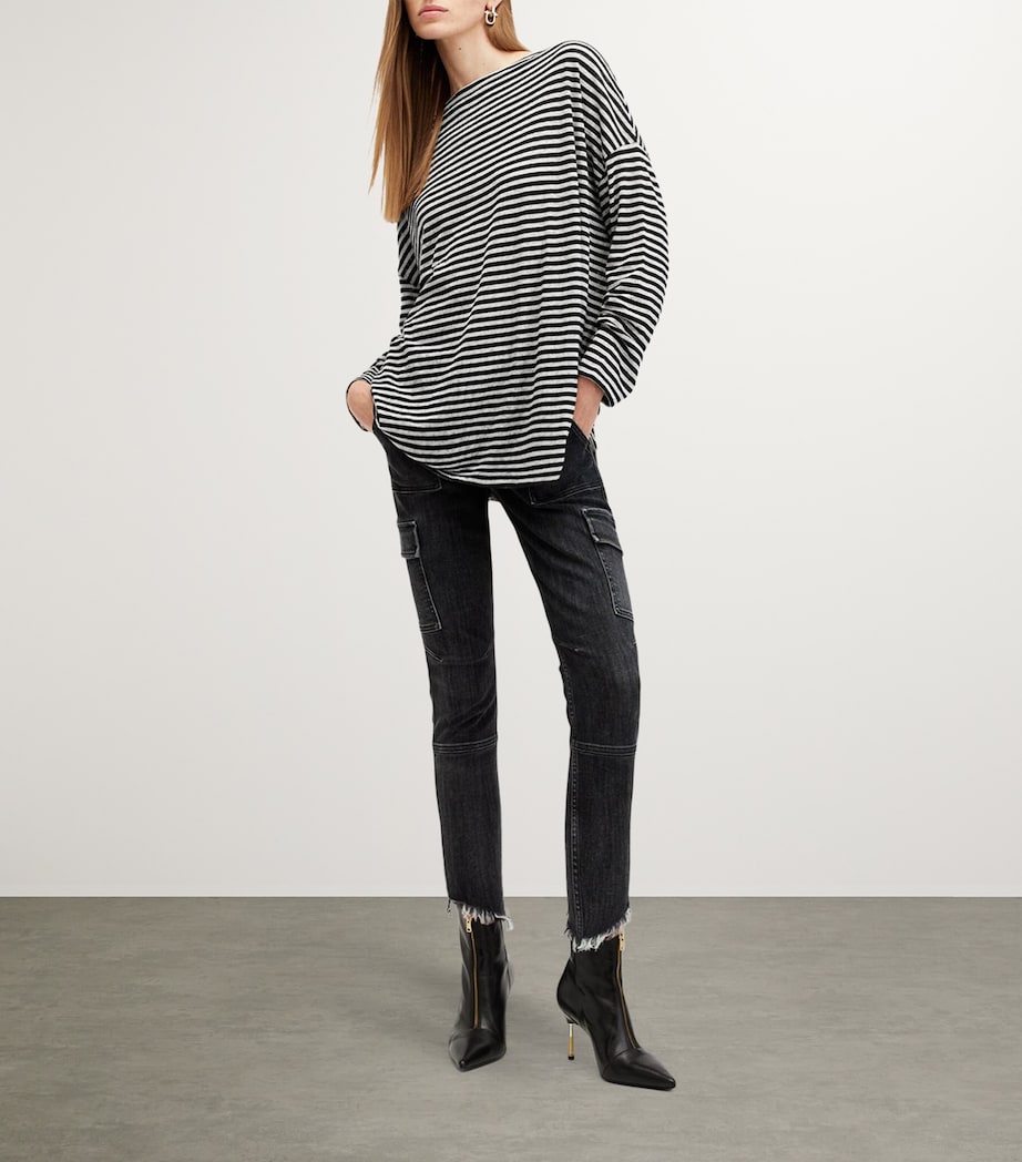 AllSaints Womens Striped Rita T-Shirt Chalk/ink Image 2