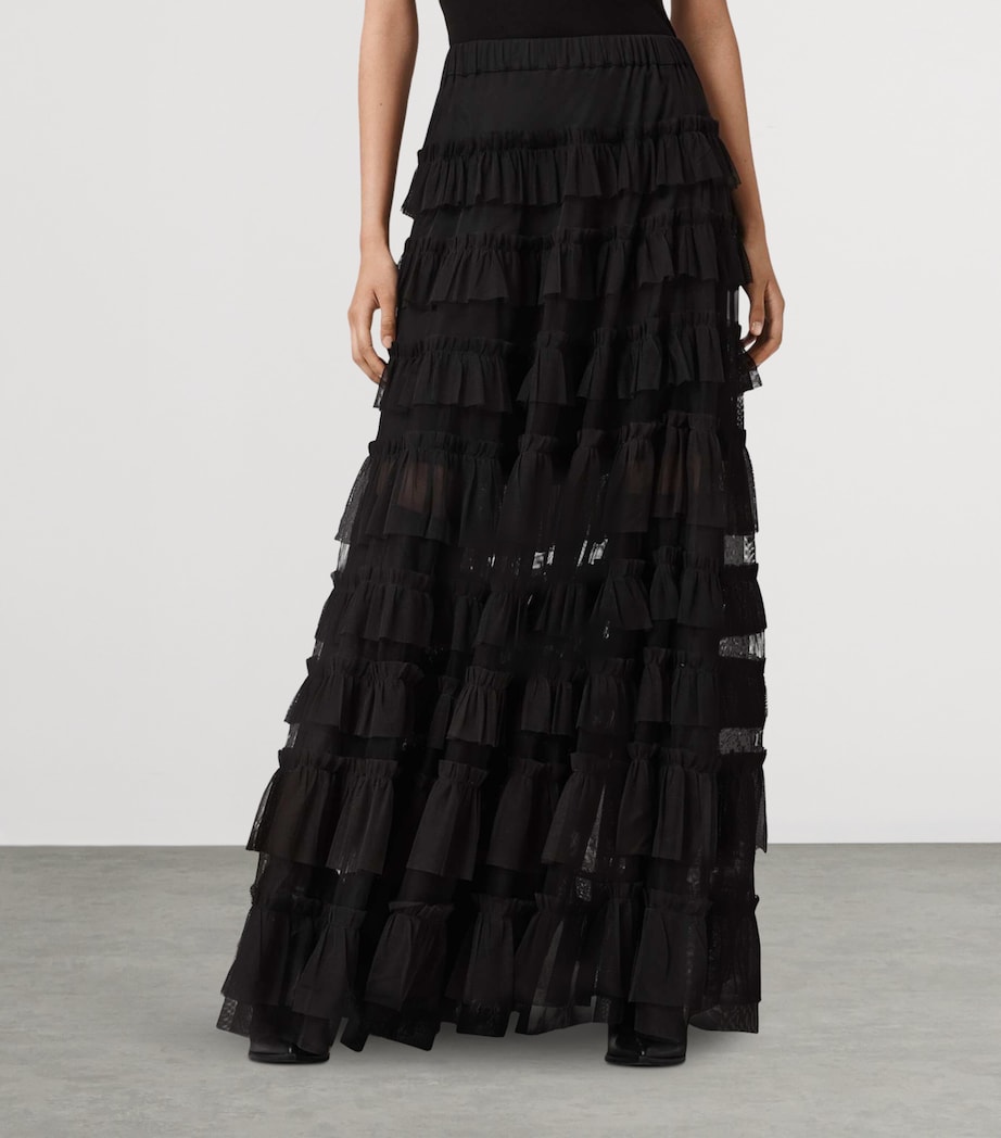 Aude Ruffle Maxi Skirt BLACK Image 5