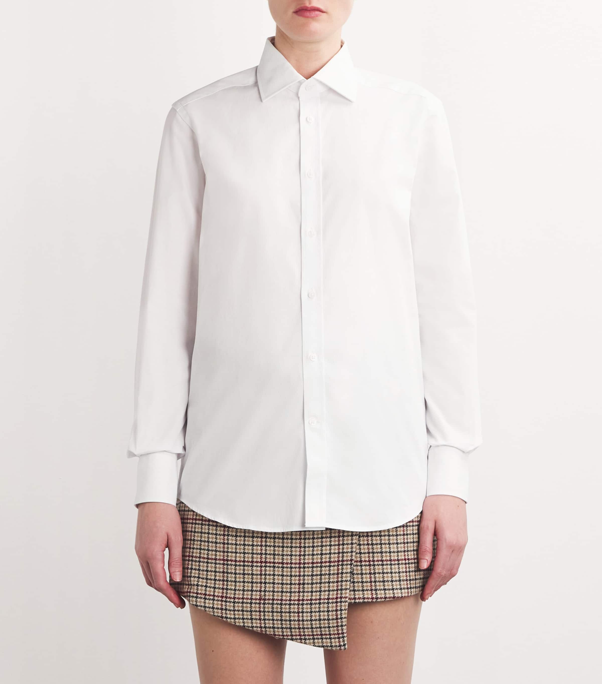 With Nothing Underneath Womens Poplin The Boyfriend Shirt White Image 3