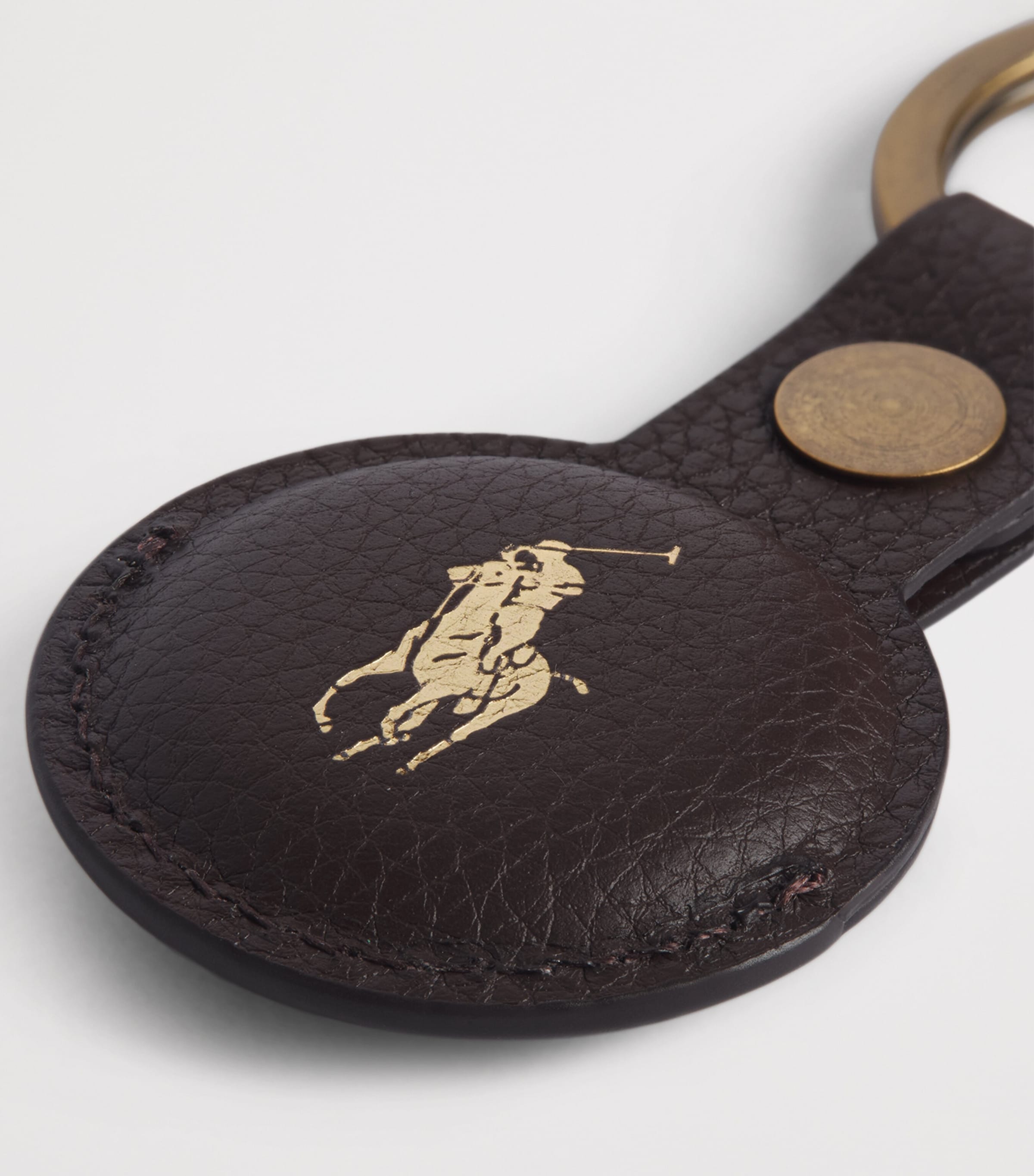 Polo Ralph Lauren Leather Polo Pony AirTag Key Fob Dark Brown Image 3