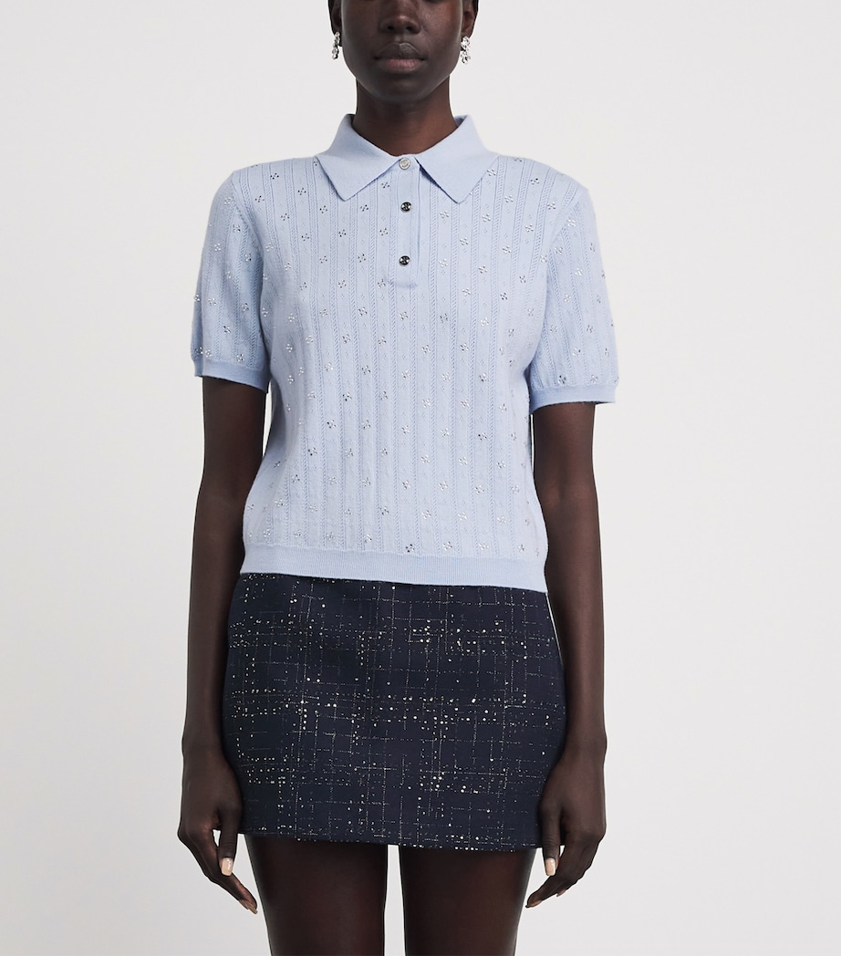 Maje Womens Wool-Blend Polo Sweater Blue Sky Image 4