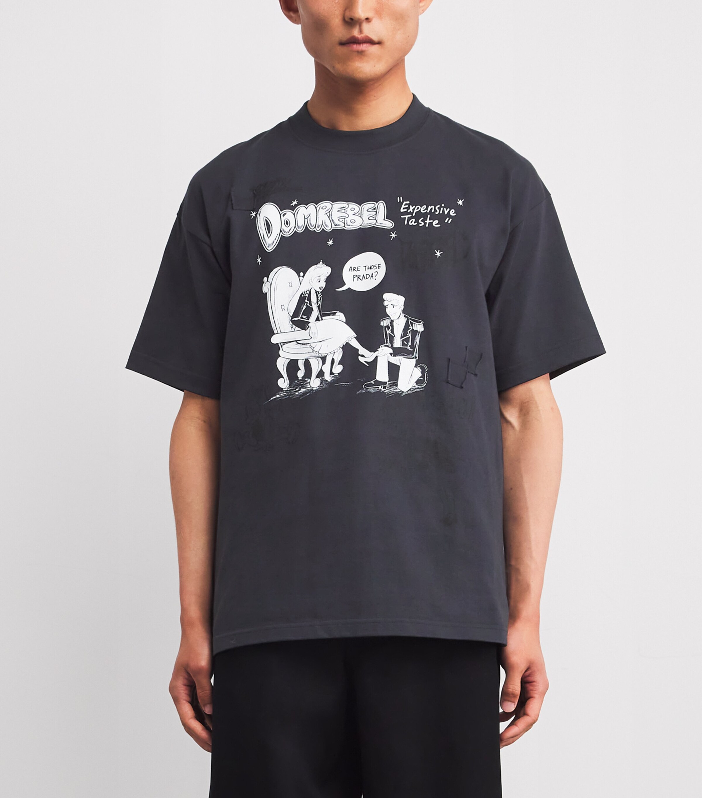 DOMREBEL Mens Cotton Expensive Taste T-Shirt Old Black Image 3