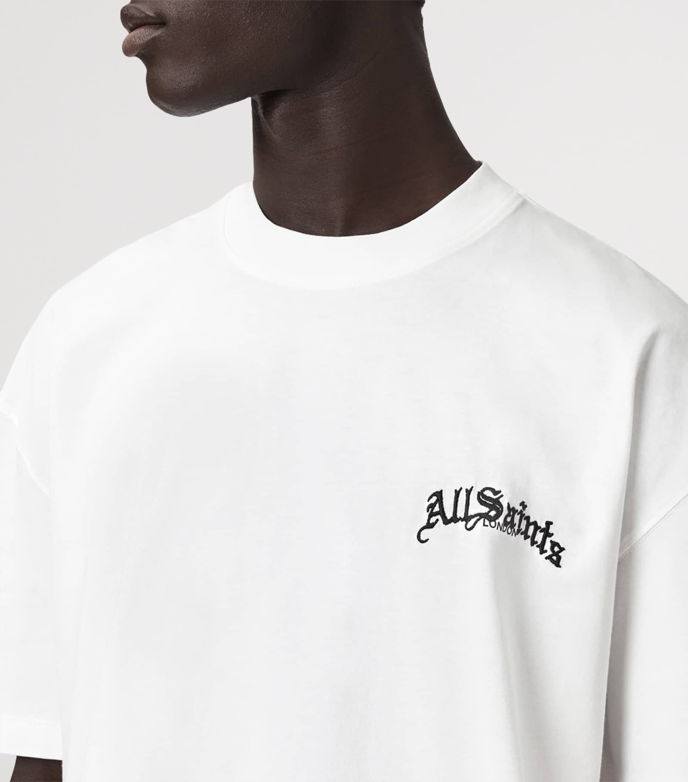 AllSaints Mens Organic Cotton Descent T-Shirt Ashen White Image 8