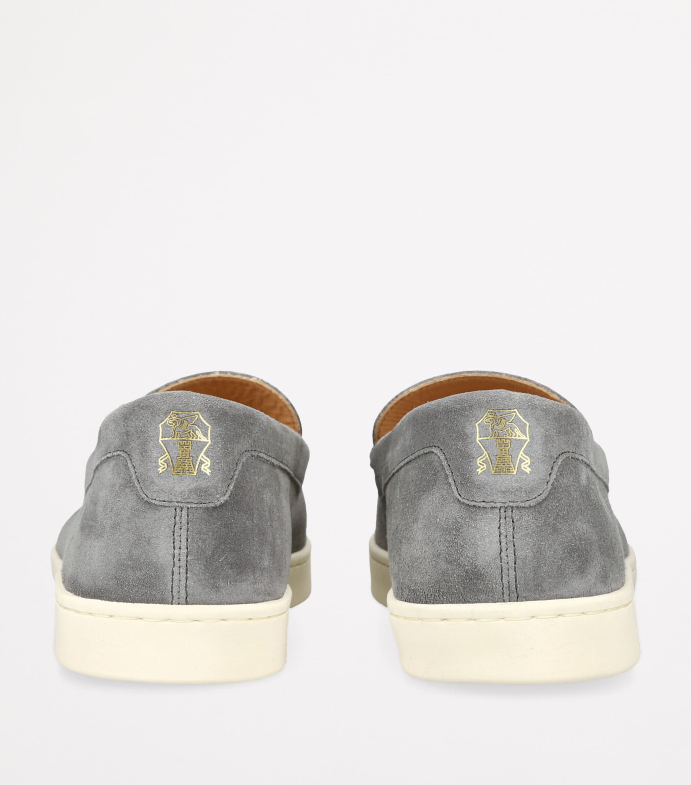 Brunello Cucinelli Mens Suede Hybrid Loafers Grey/dark Image 2
