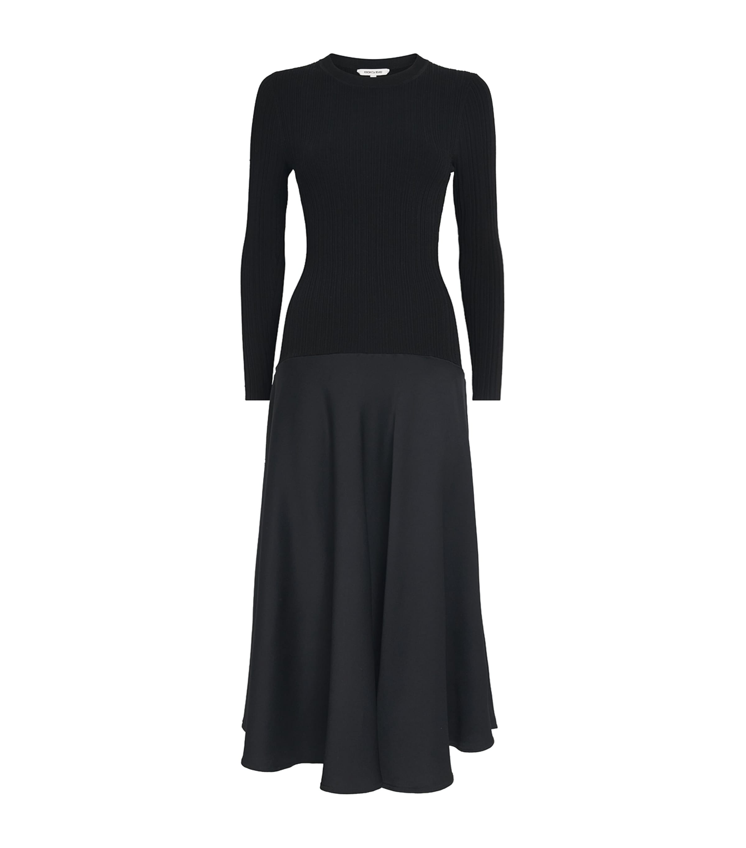 VERONICA BEARD KNIT-SATIN VAUGHN MIDI DRESS