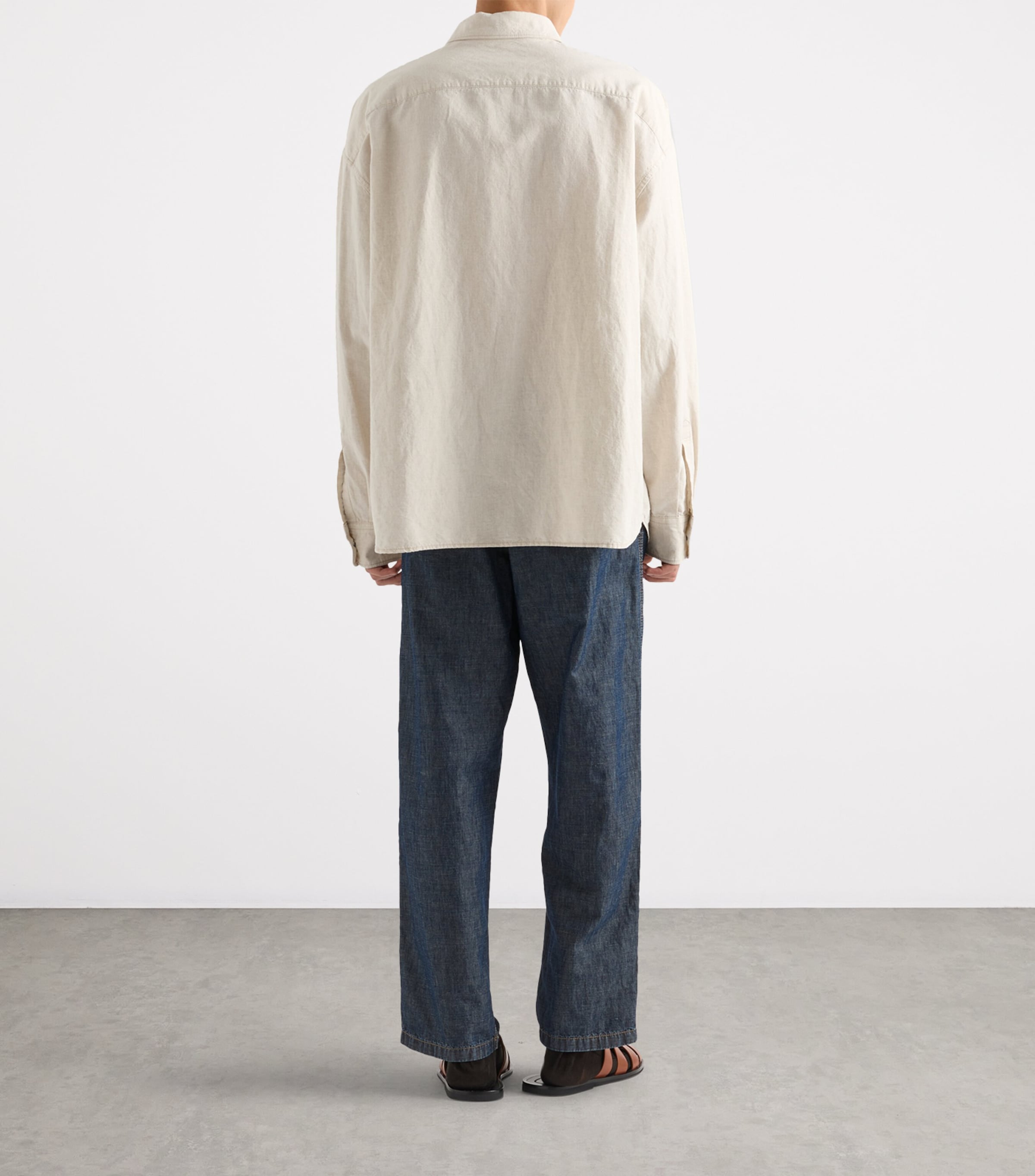 Cotton-Flax Oversized Chambray Shirt F0ABR Image 5