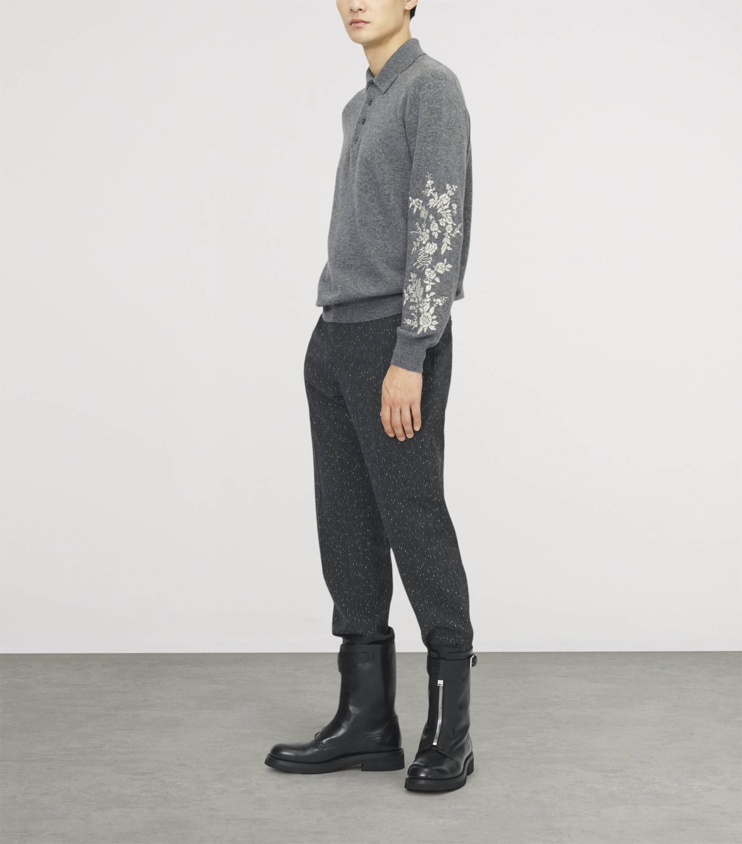 McQueen Mens Wool Embroidered Polo Sweater Image 5