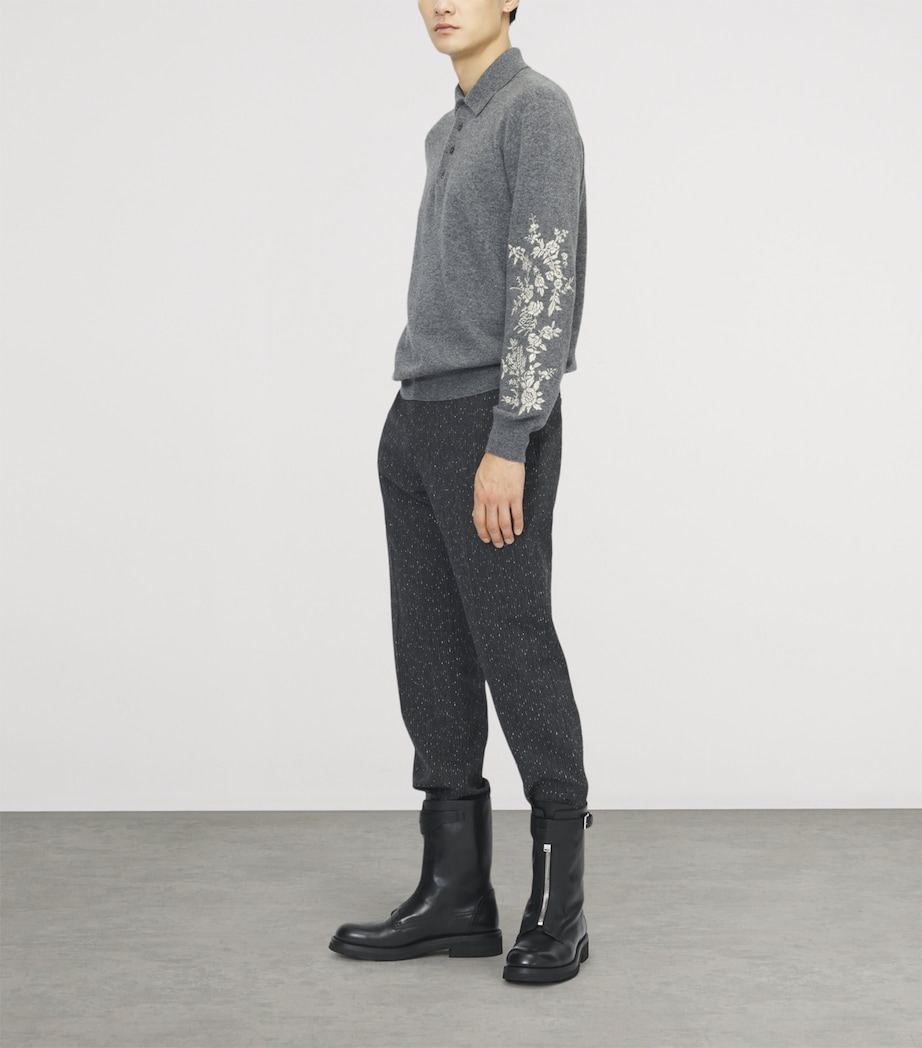 McQueen Mens Wool Embroidered Polo Sweater Image 5