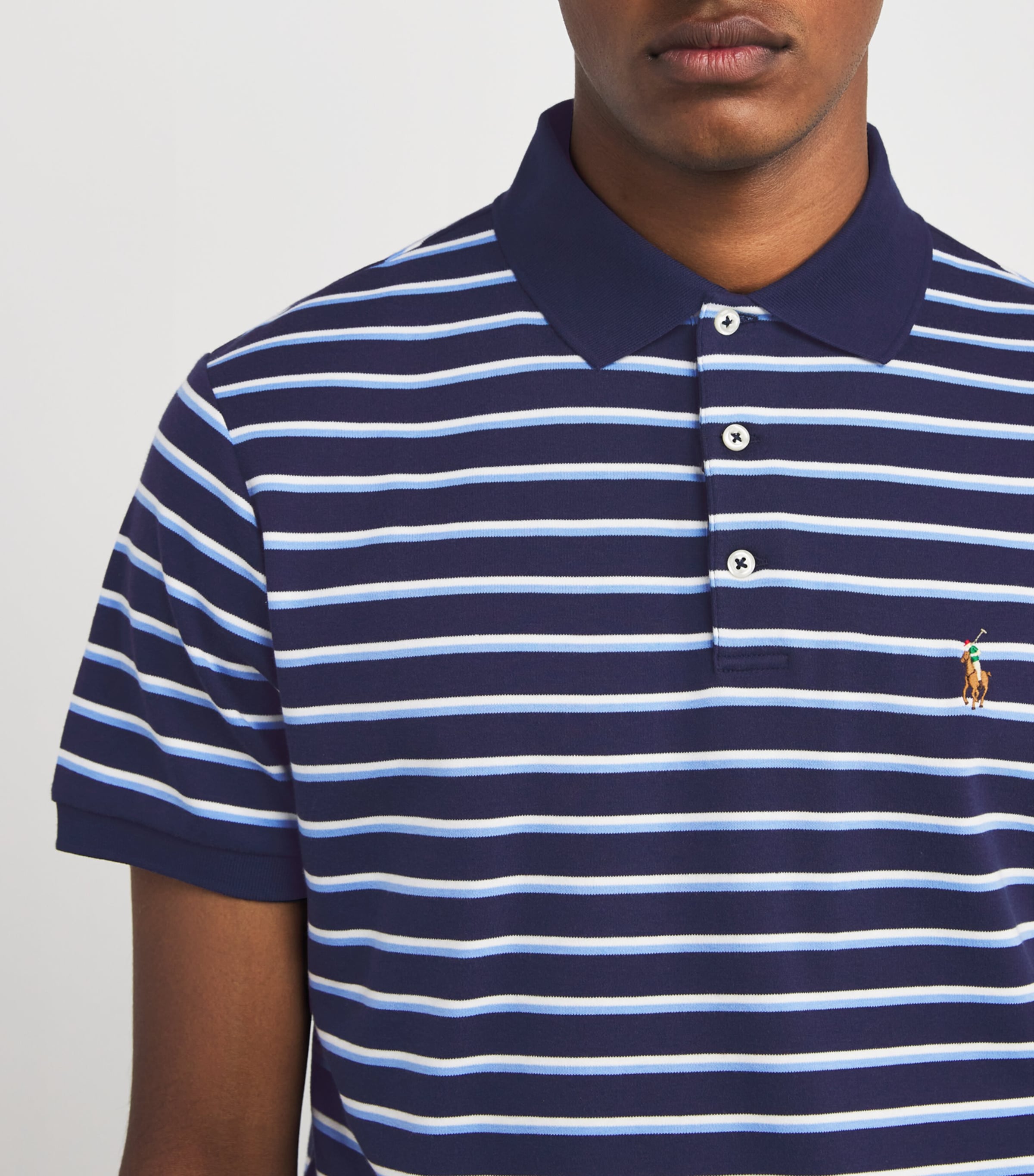 Pima Cotton Custom-Fit Striped Polo Shirt MULTI Image 6