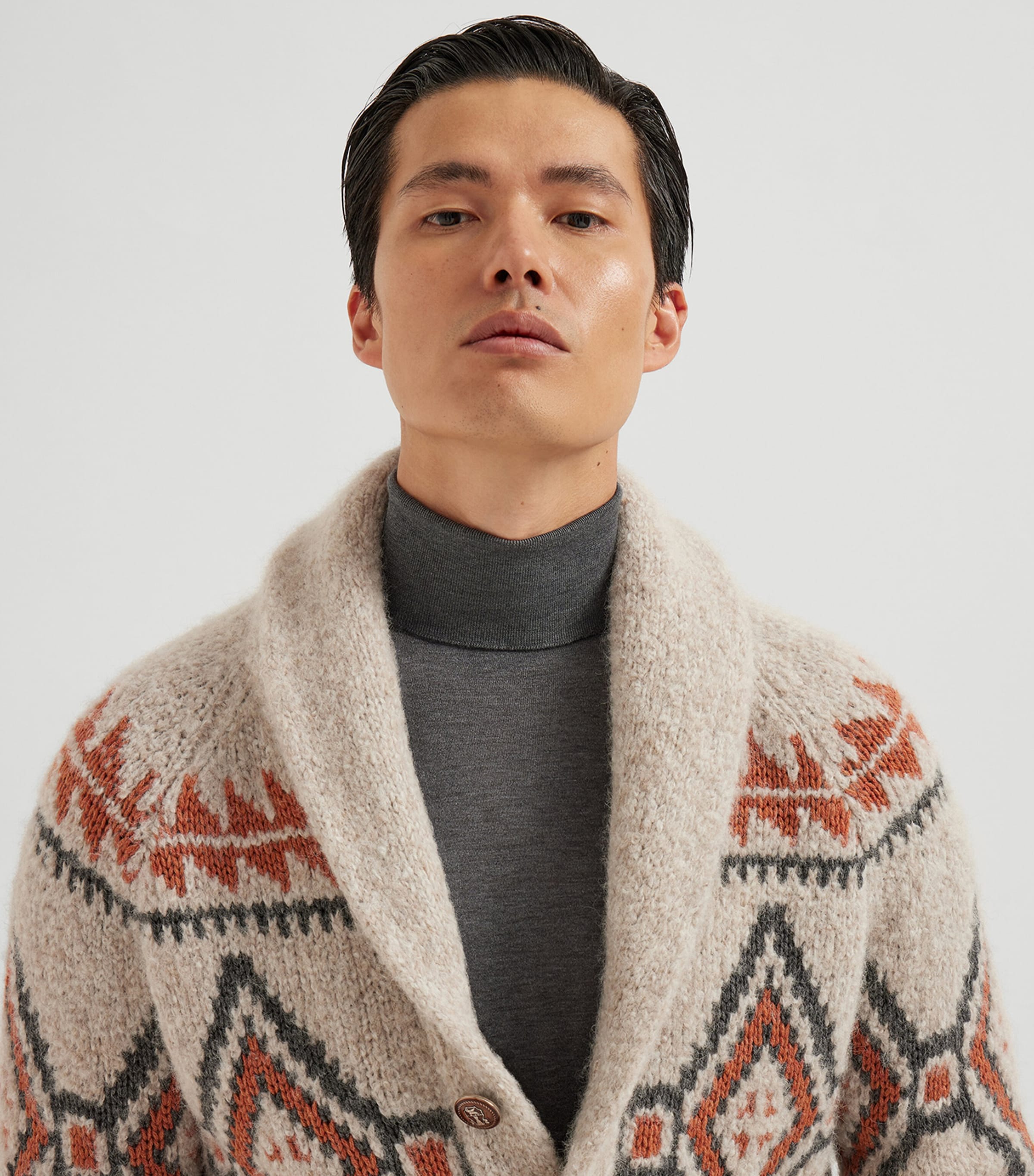 Brunello Cucinelli White Alpaca-Blend Jacquard Cardigan | Harrods US