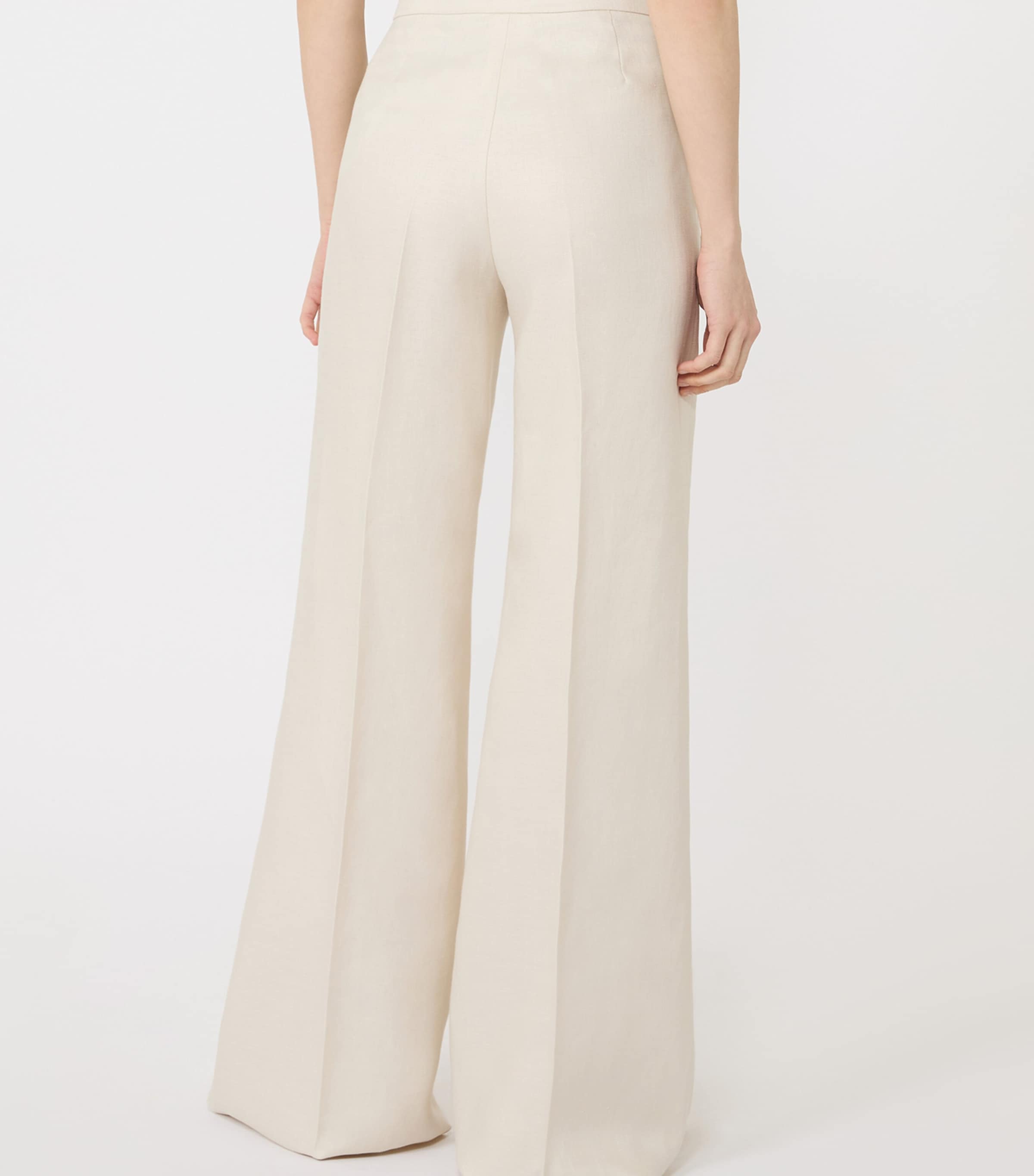 Max Mara Womens Linen Wide-Leg Trousers Beige Image 3