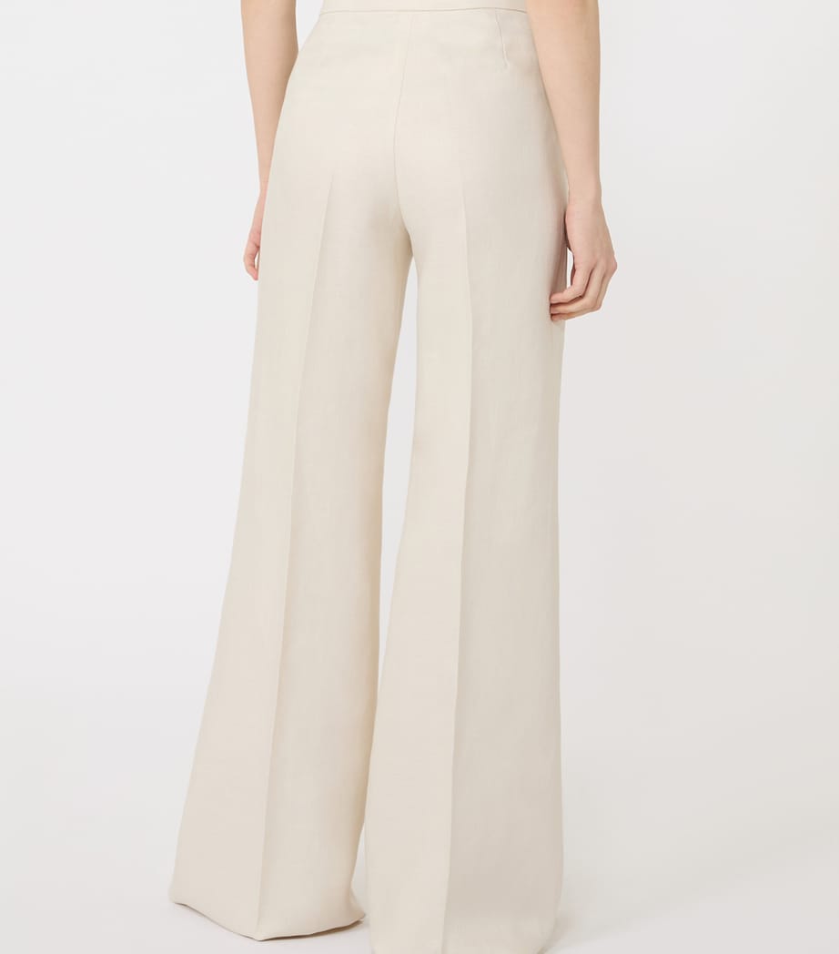 Max Mara Womens Linen Wide-Leg Trousers Beige Image 3