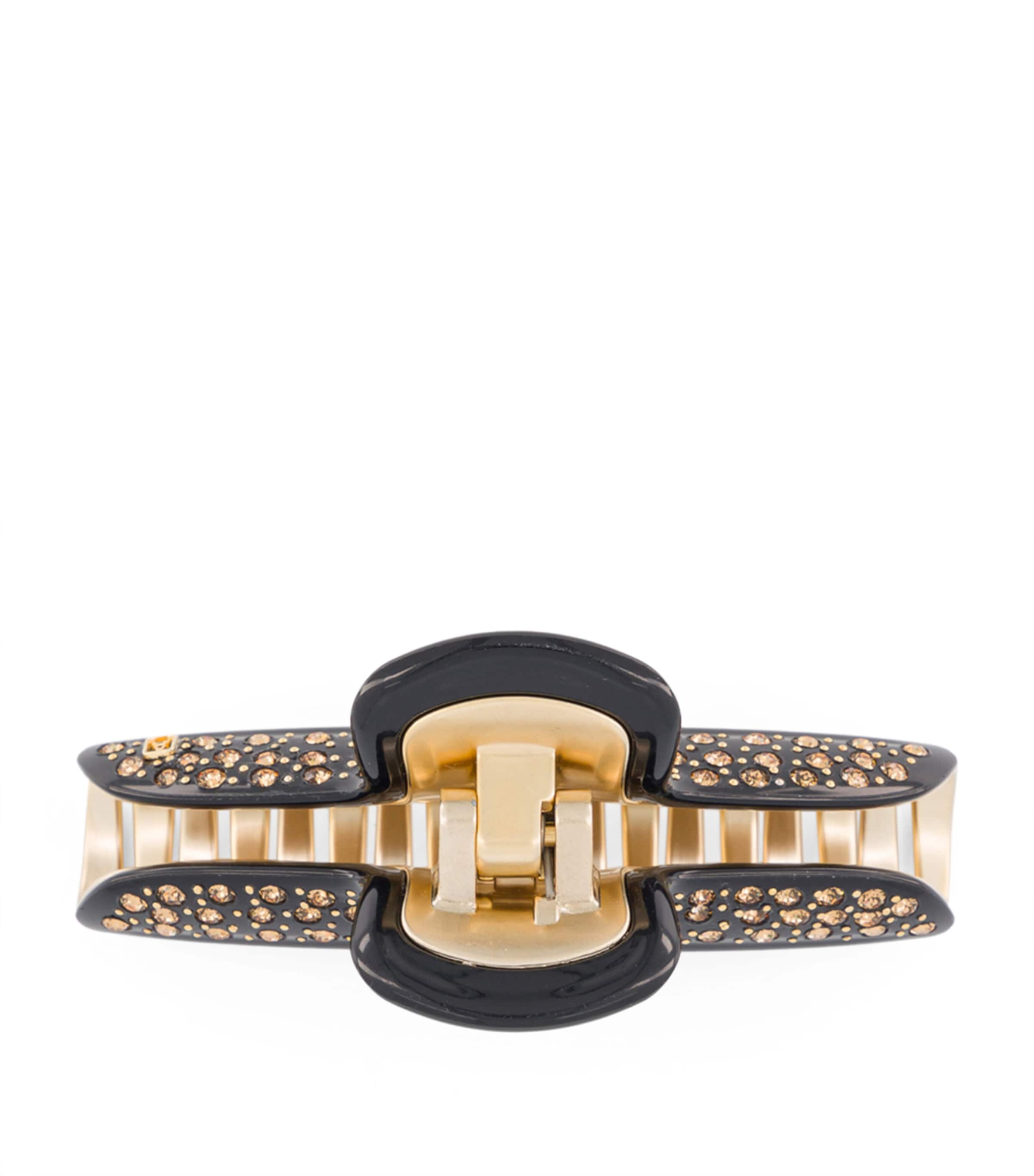 Alexandre de Paris Gold-Plated Crystal-Embellished Claw Hair Clip Noir B/or Image 3
