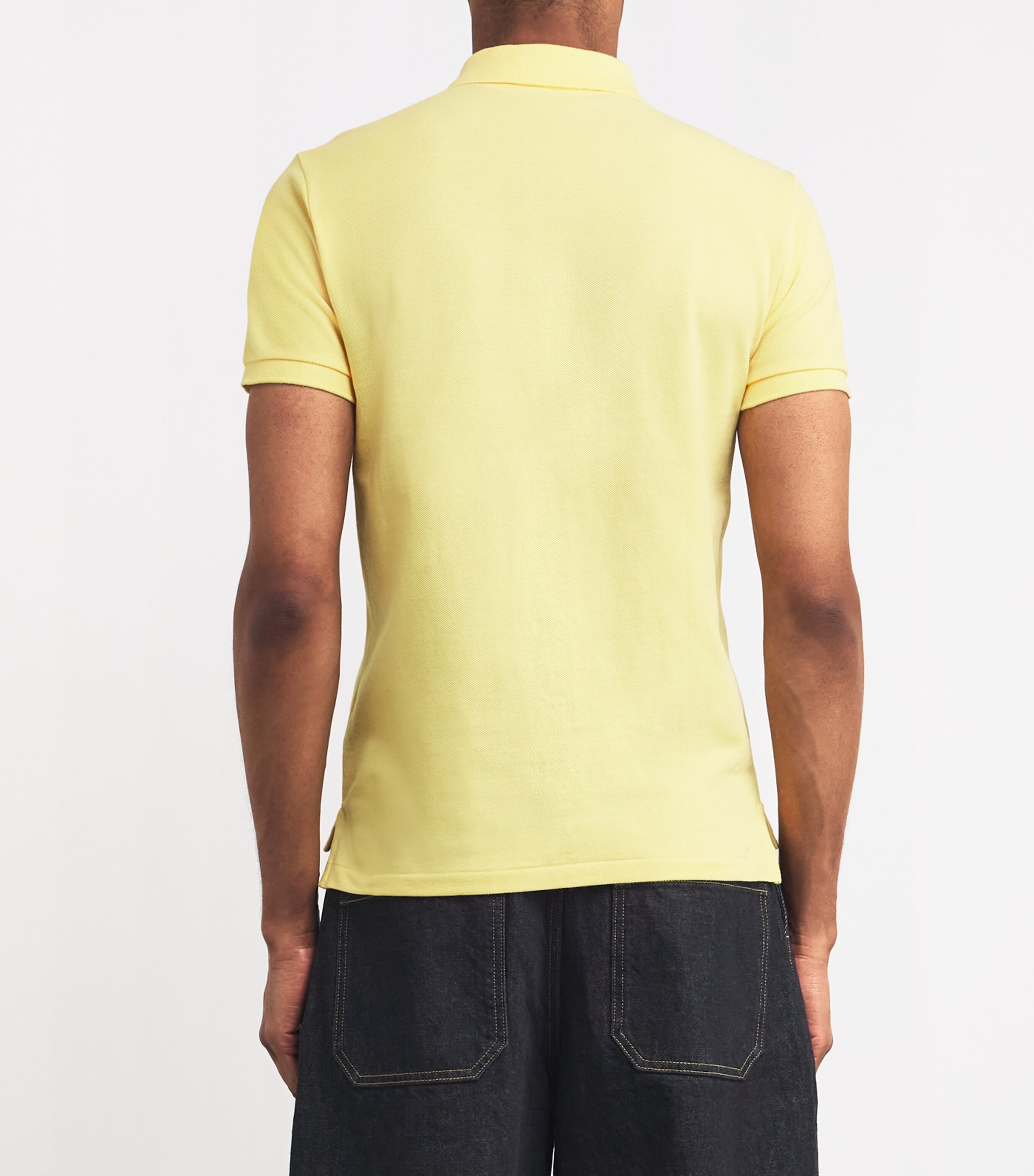 Cotton Mesh Slim-Fit Polo Shirt YELLOW Image 4