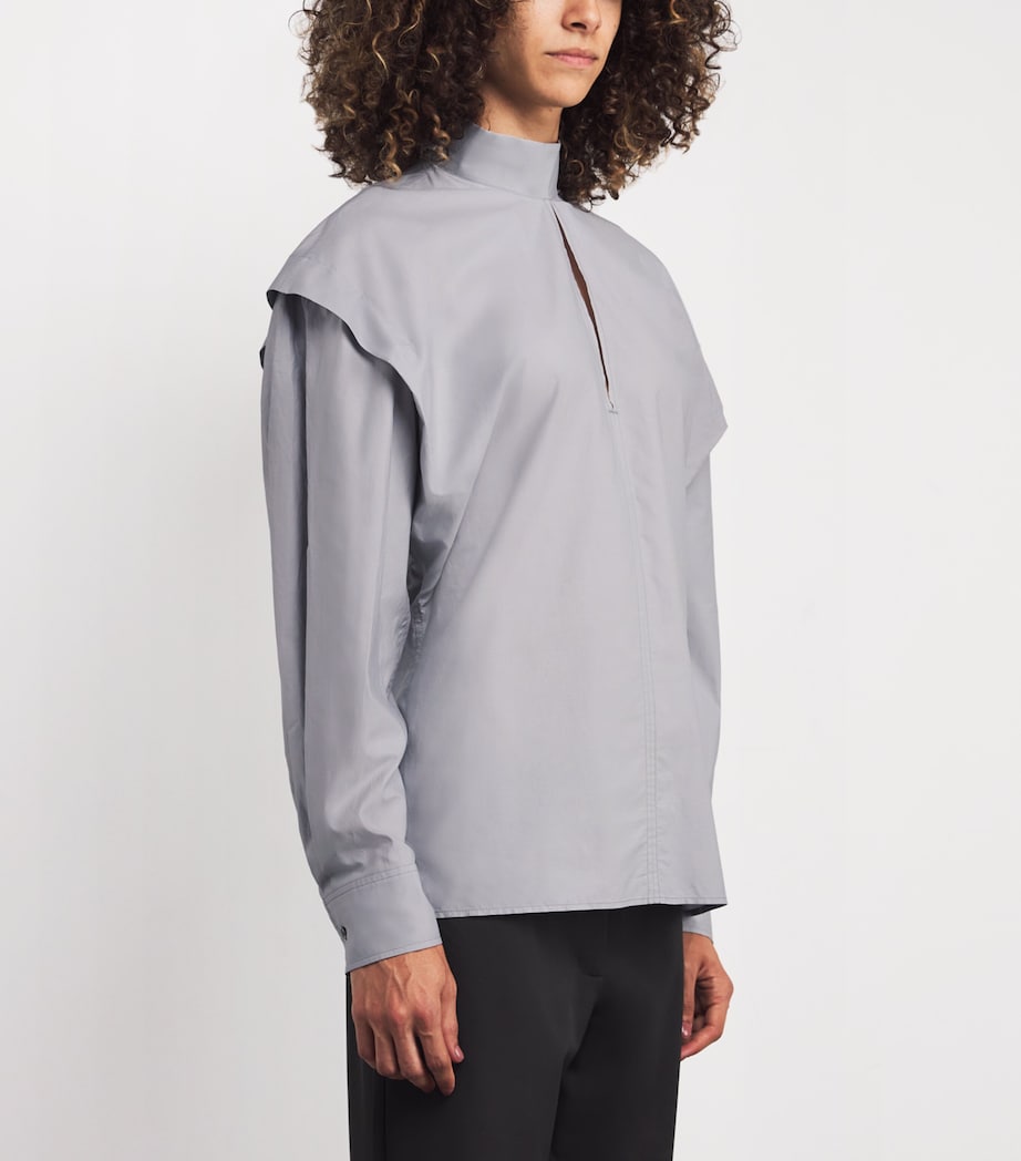 Cotton Poplin Ascot Blouse BG219 MIST Image 3