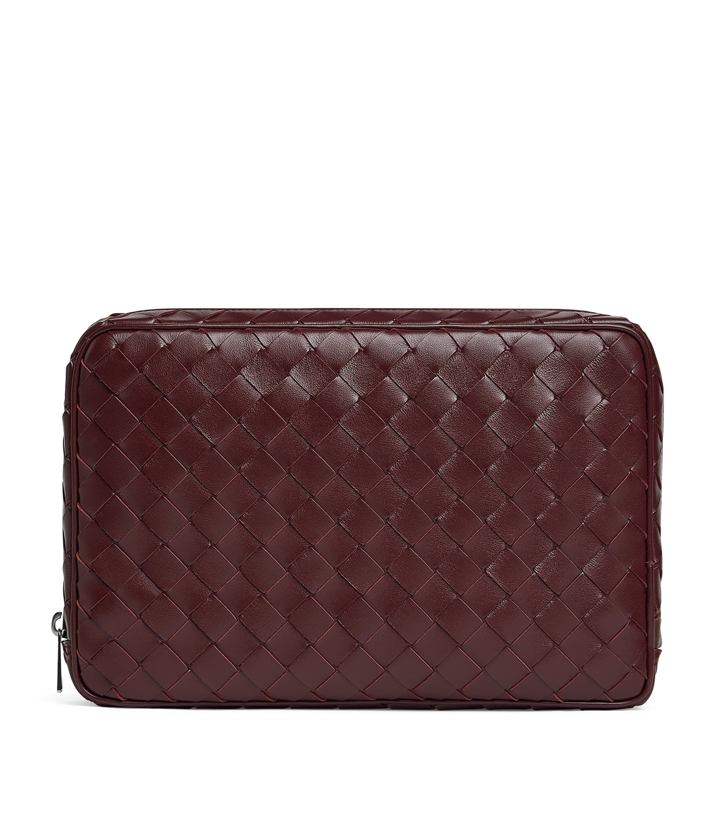 Bottega Veneta Large Leather Intrecciato Pouch In Brown