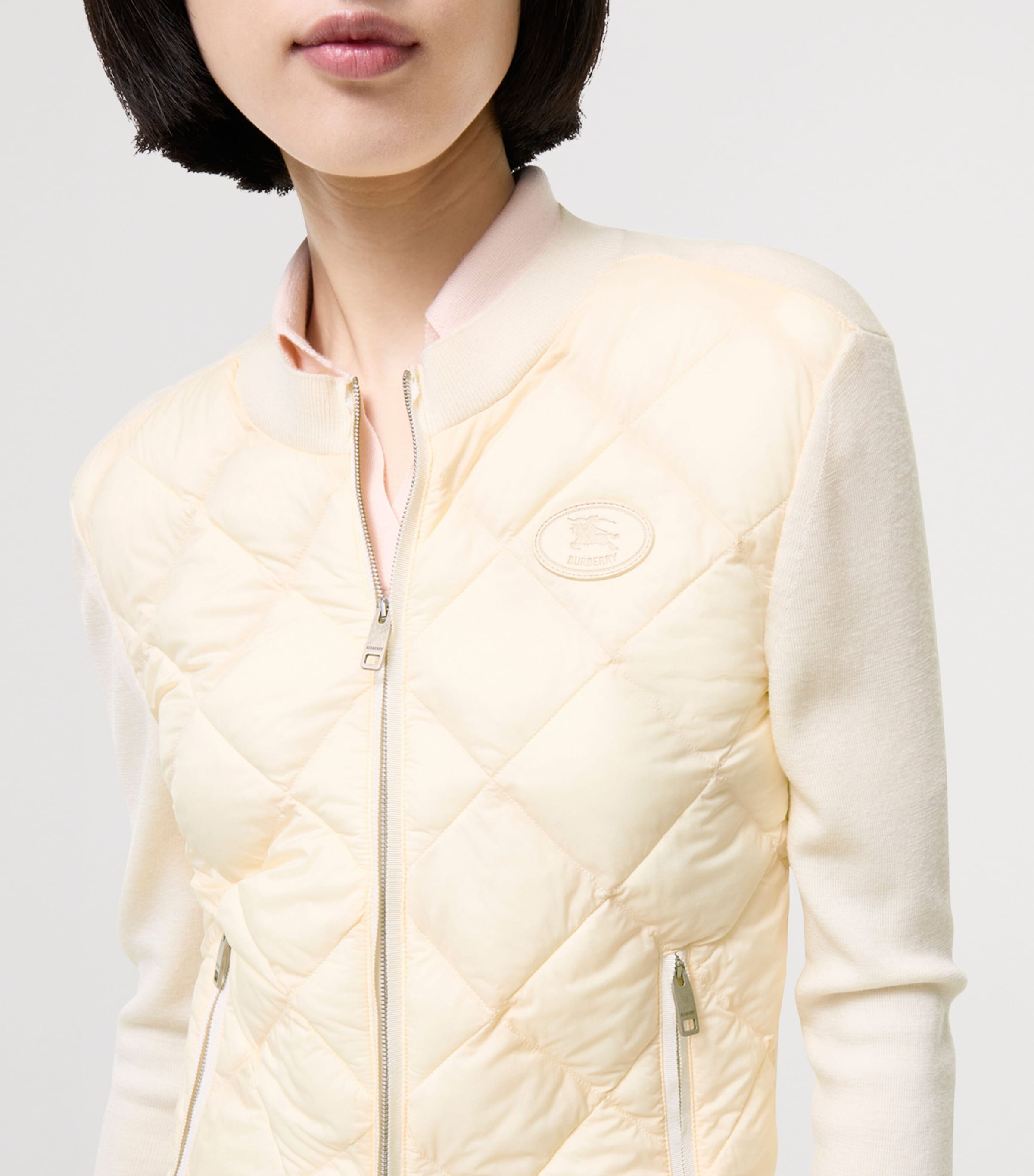 Burberry Womens Quilted Jacket Ceramic White Image 3