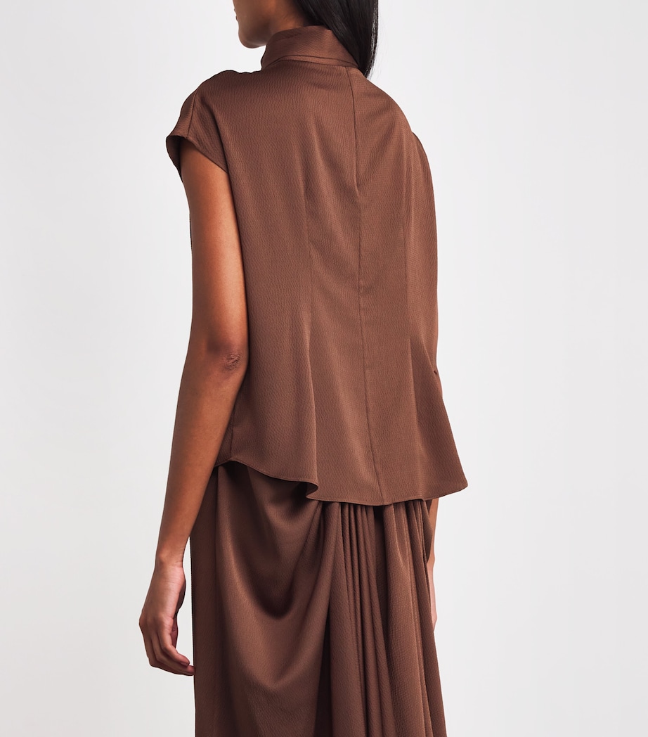 Charmeuse Tied Blouse BRW Image 4
