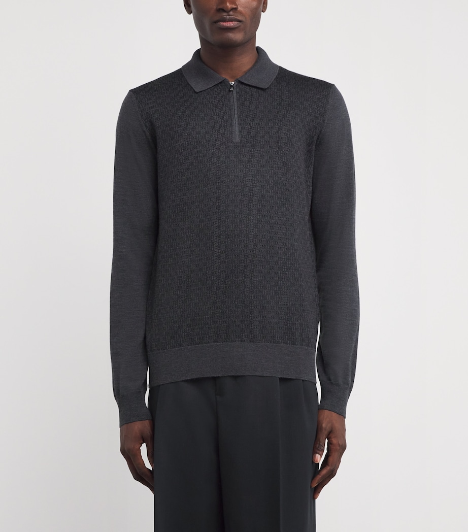 Wool Knit Zip Polo Sweater 13 GREY Image 3