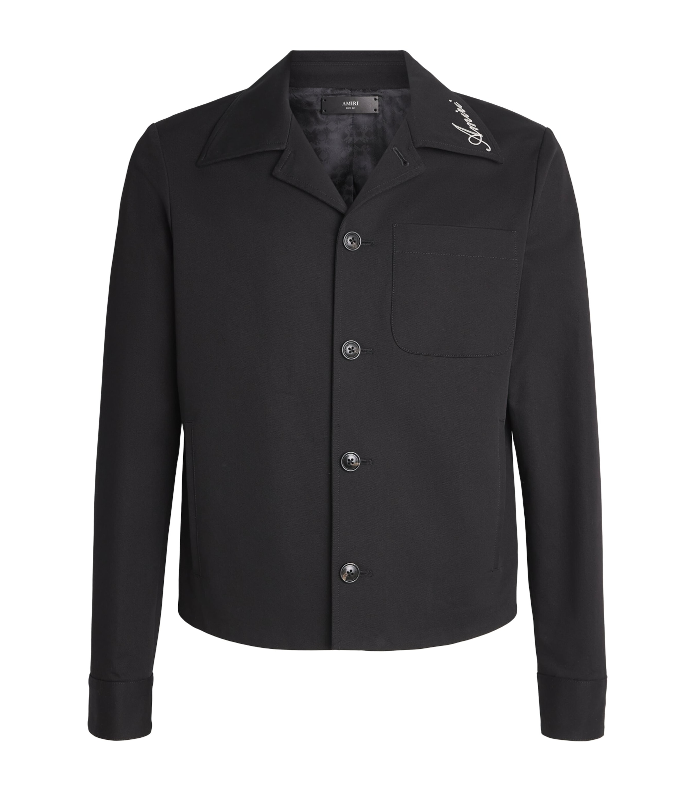 AMIRI Mens Cotton Script Shacket Black Image 1