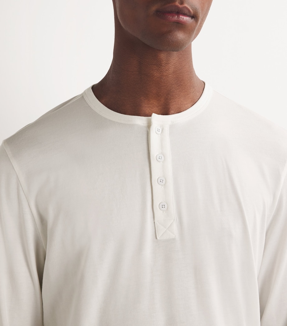 Long-Sleeved Henley Top WHITE Image 6