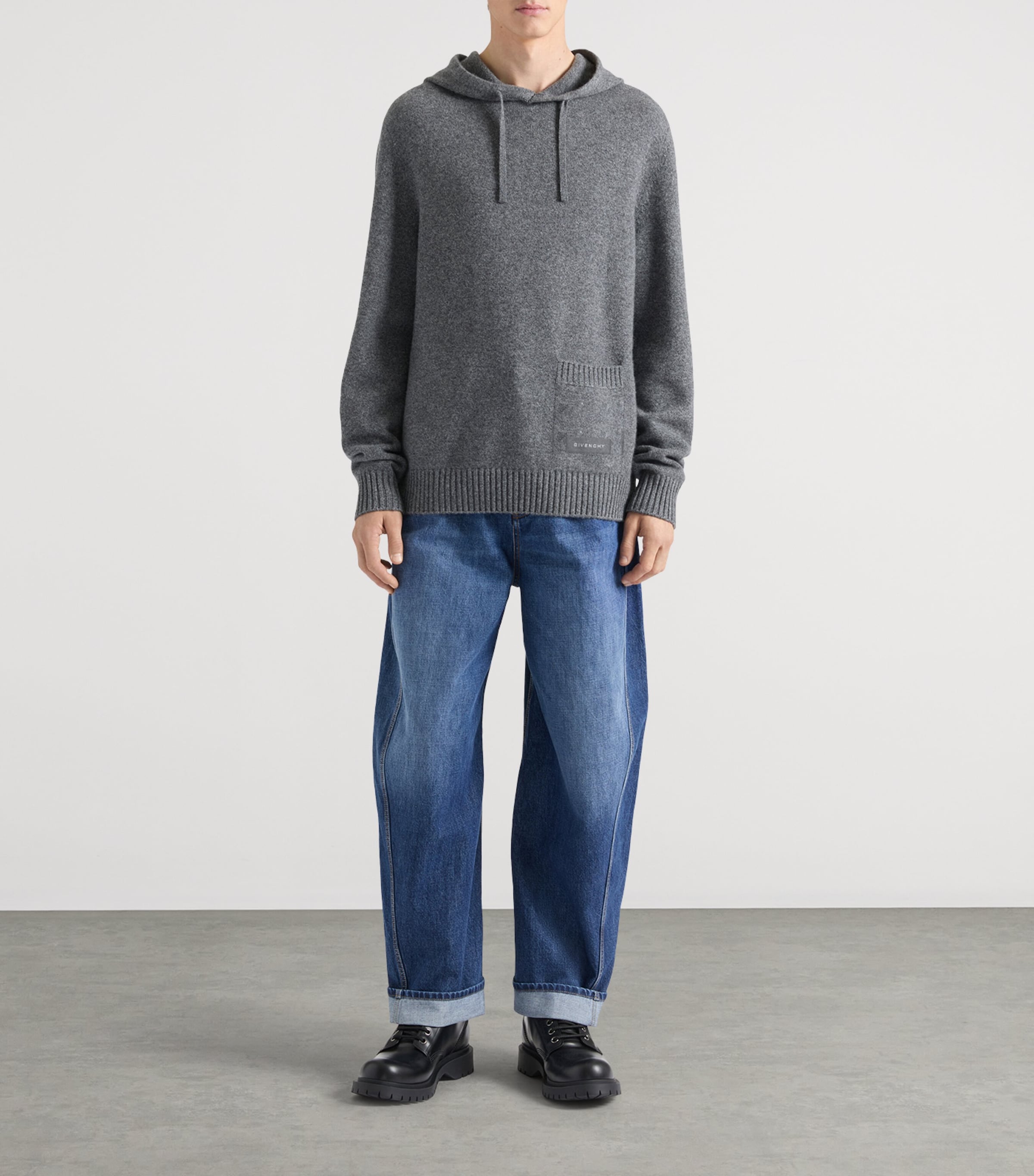 Cotton Knitted Hoodie GREY MIX Image 2